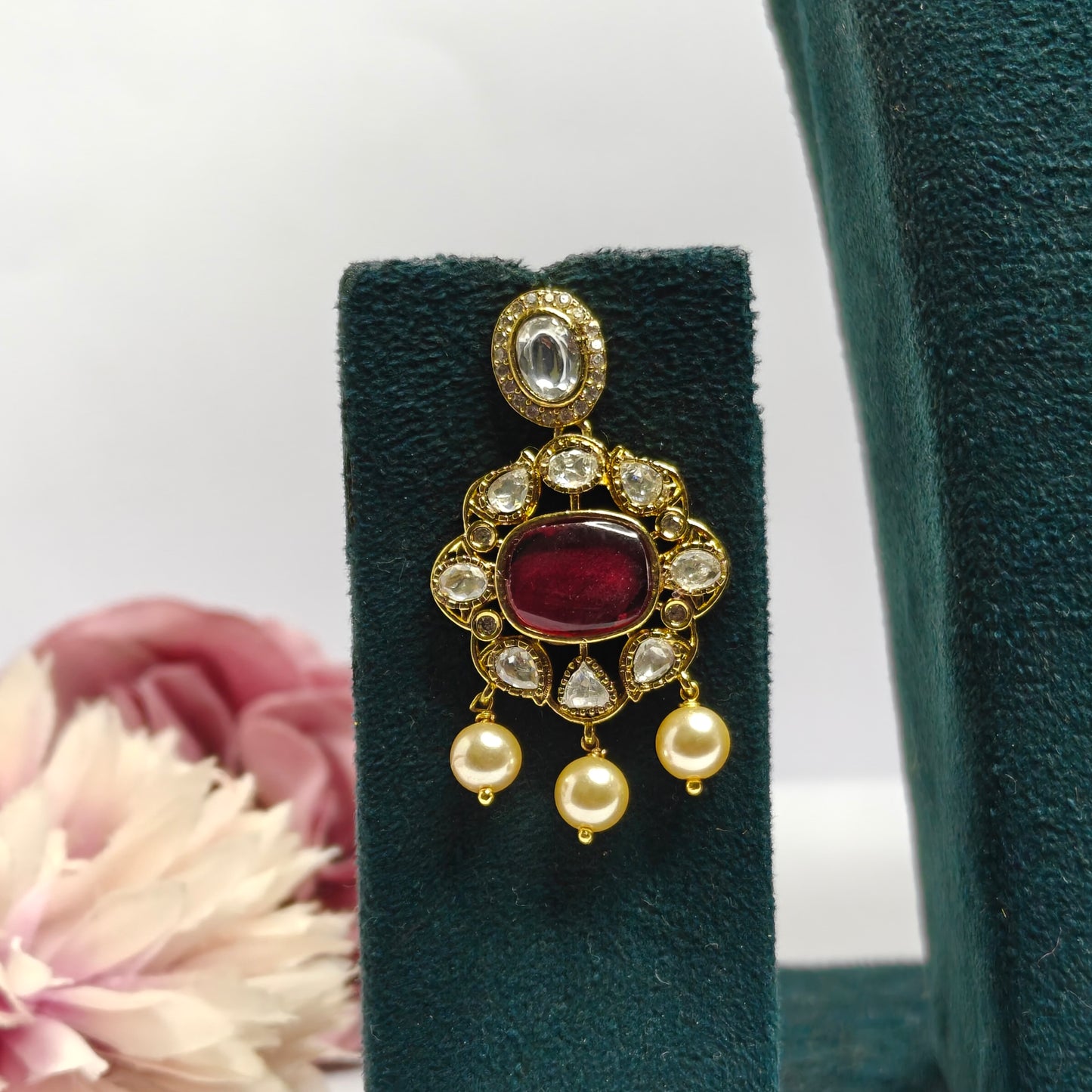 Victorian Mossianite Necklace Red
