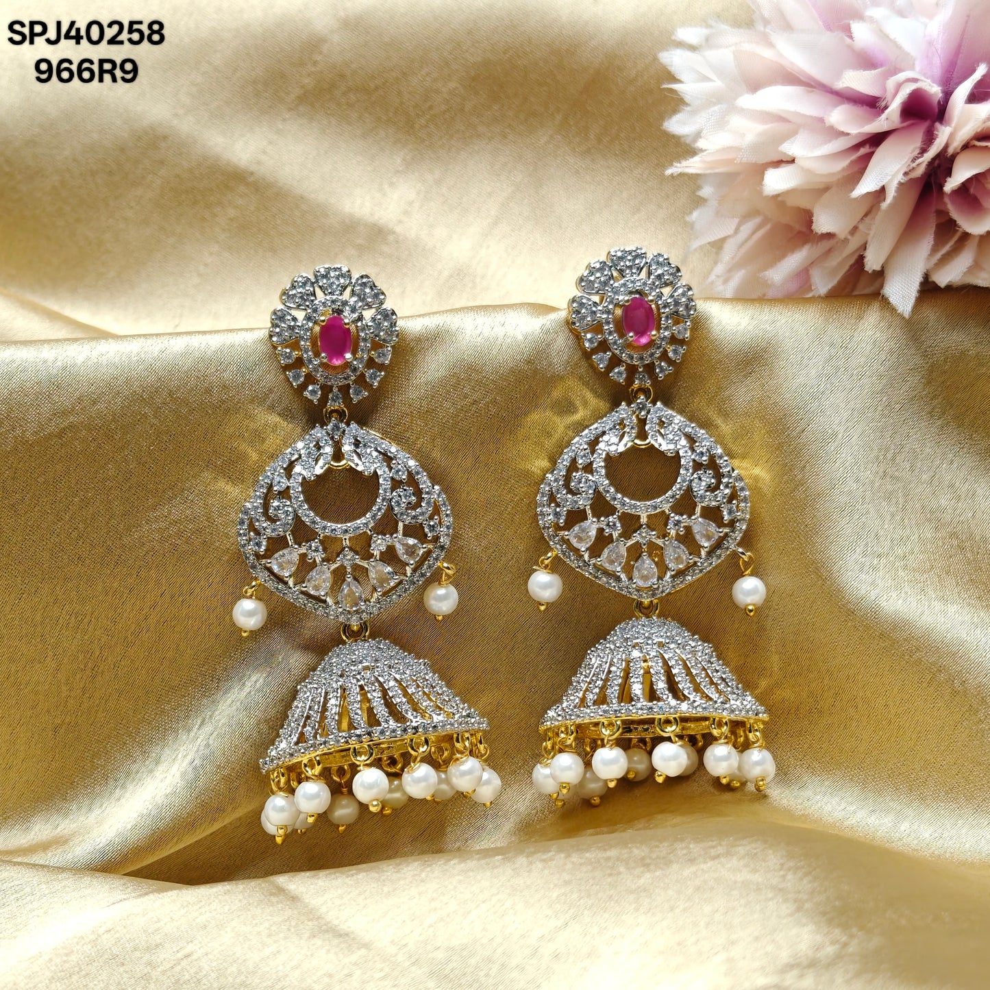 40258 GJ 3 Step Jhumki Red