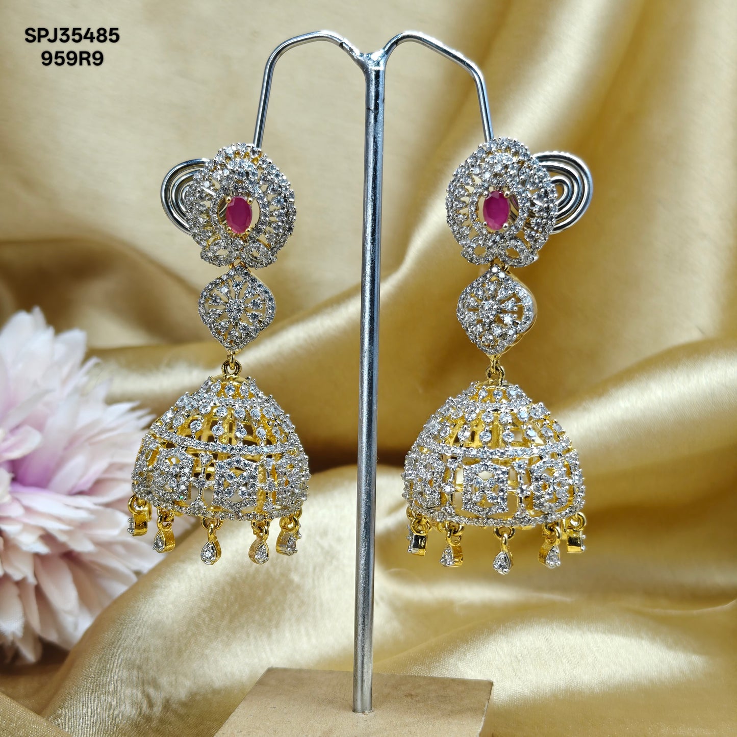 35485 GJ 3 Step Jhumki Red