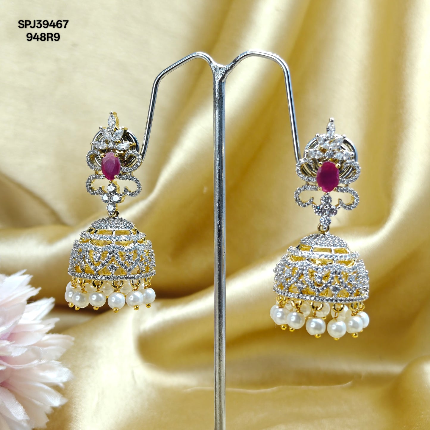 39467 GJ red jhumki