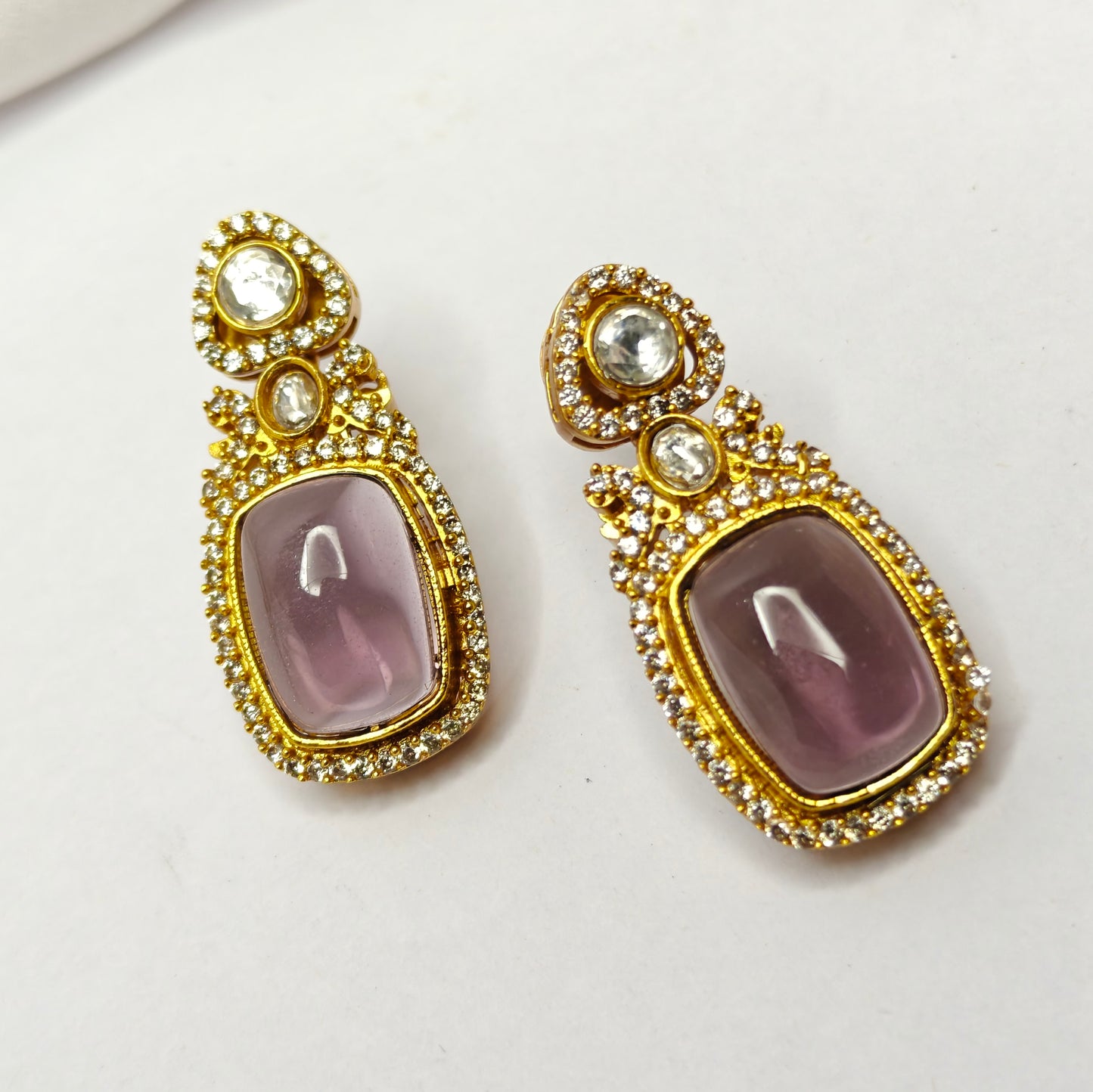 41017 Victorian purple short necklace with mozzonite stone