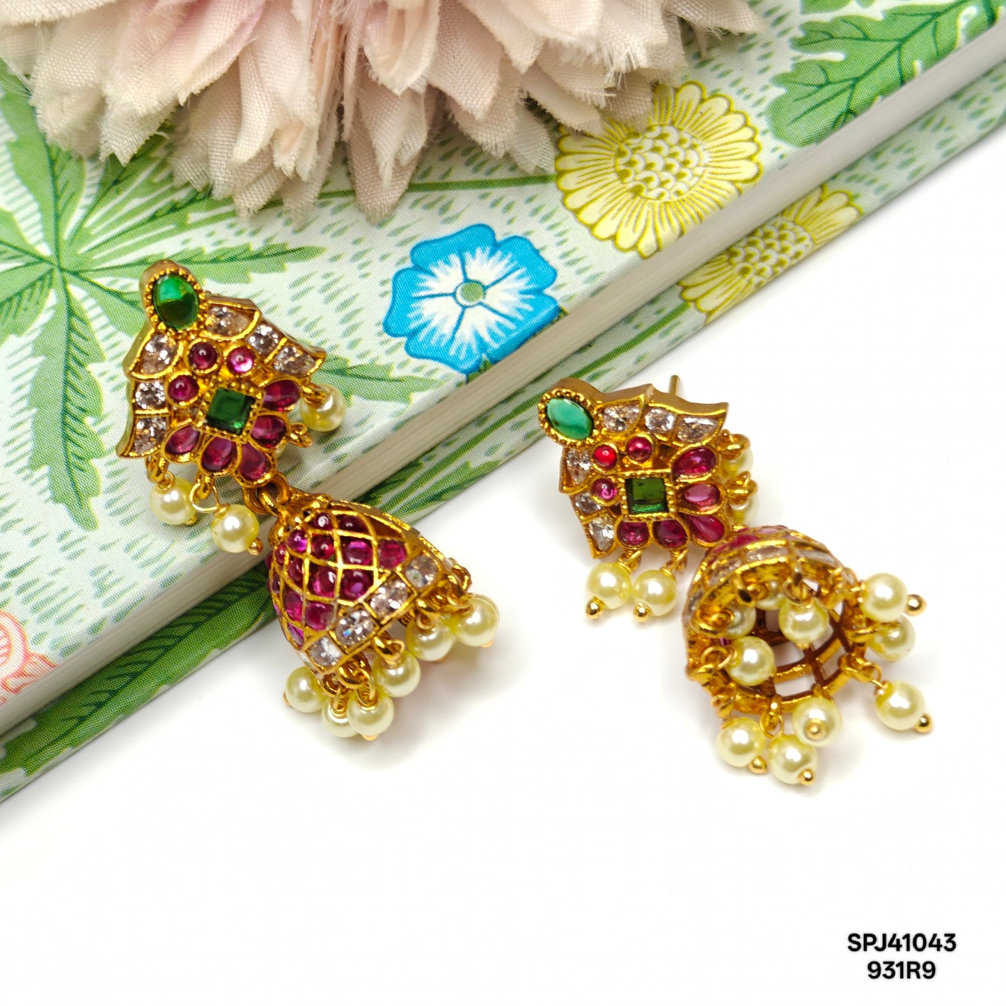 41043 Matte Pota Stone Small Jhumka