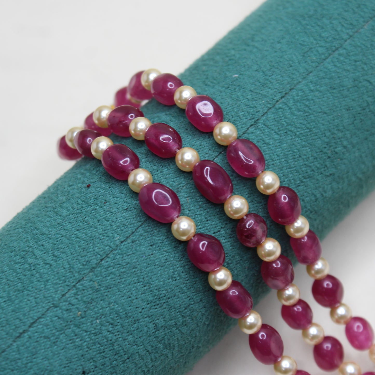 41171 3 Lines Onion Pink Mala Beads