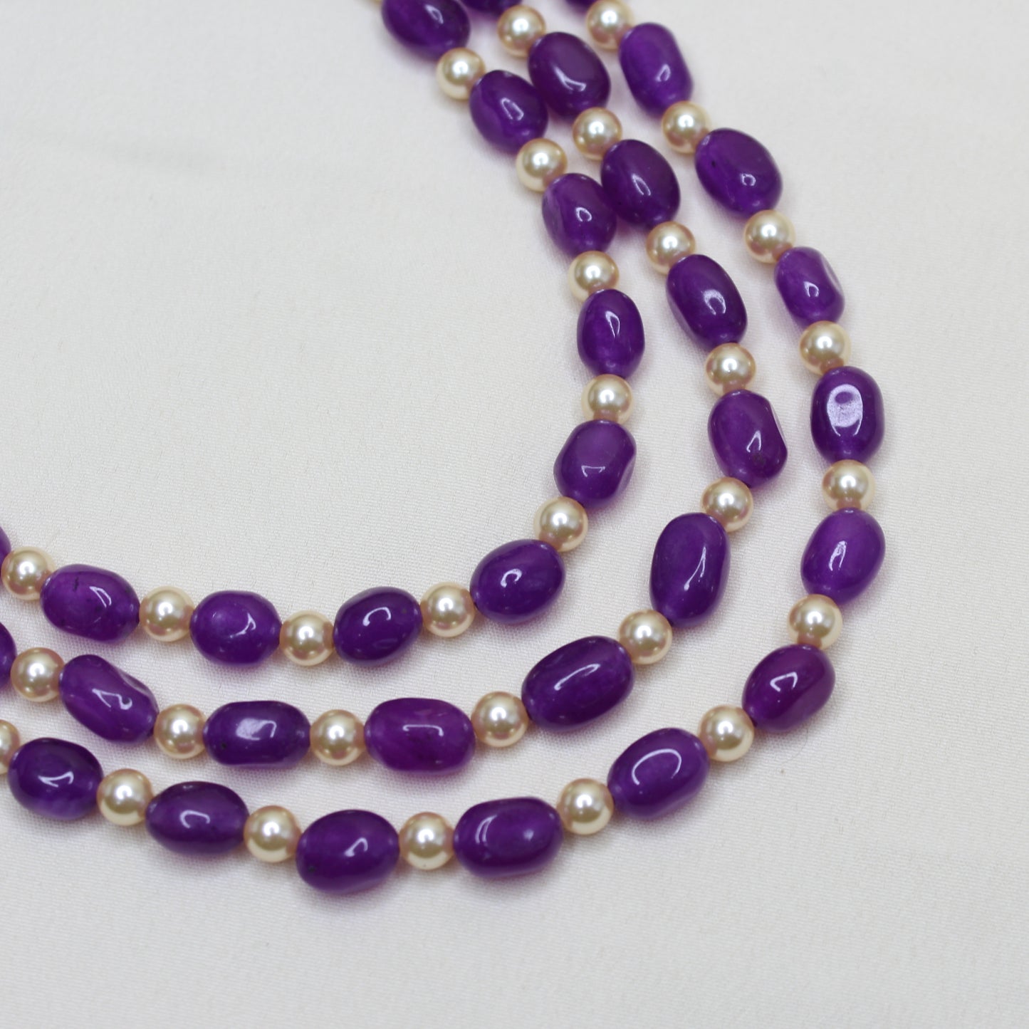 41174 3 Lines Violet Beads Mala