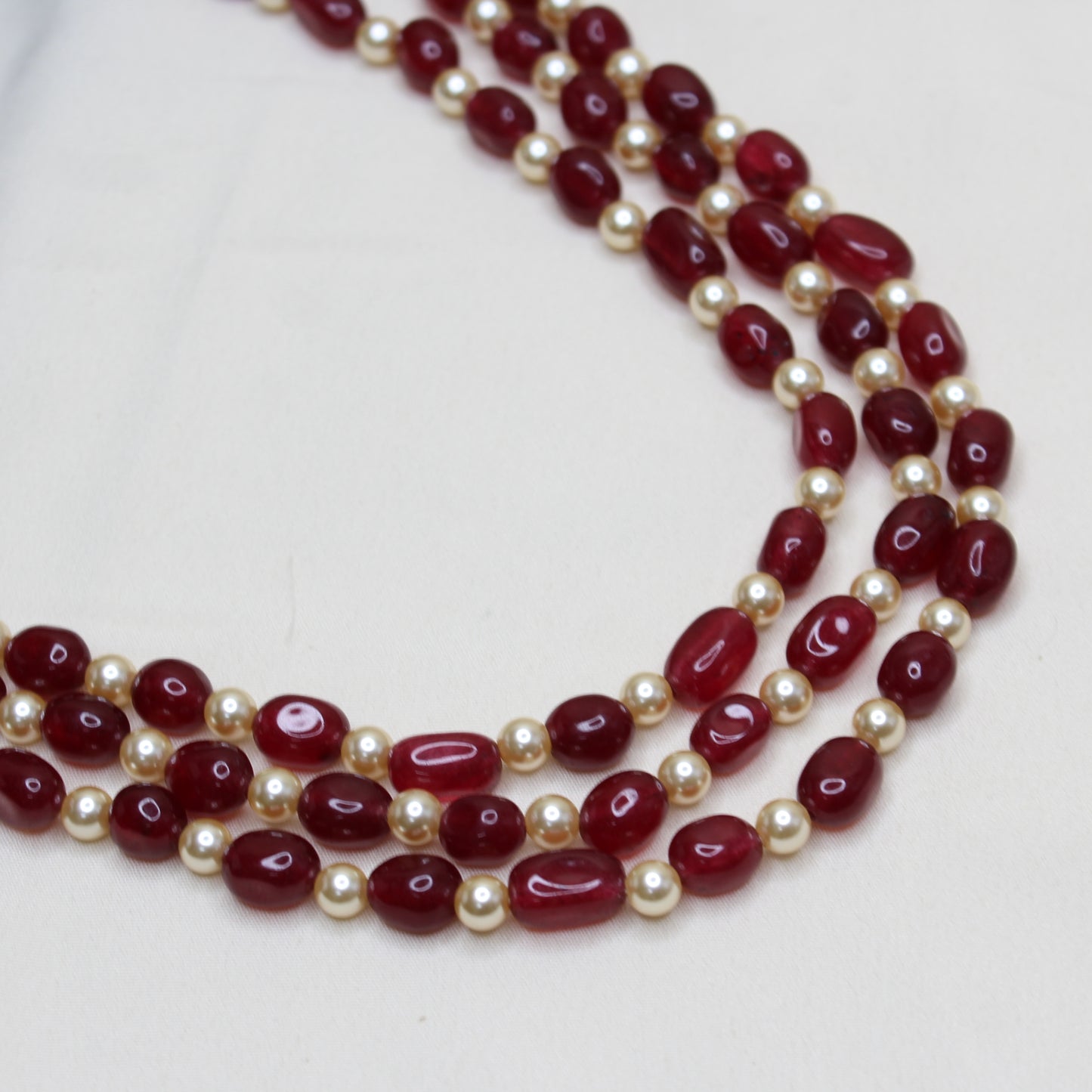 41173 3 Lines Red Beads Mala