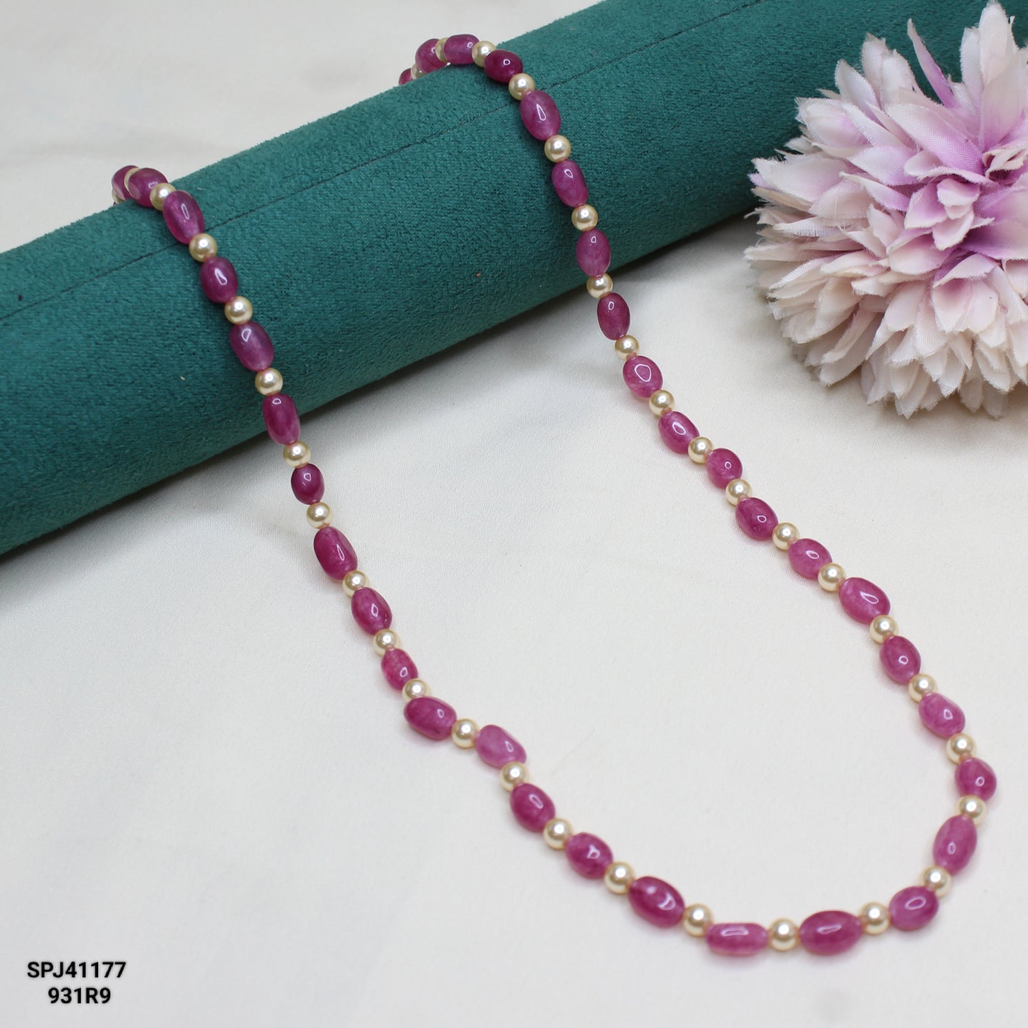 41177 1 Line Onion Pink Beads Mala