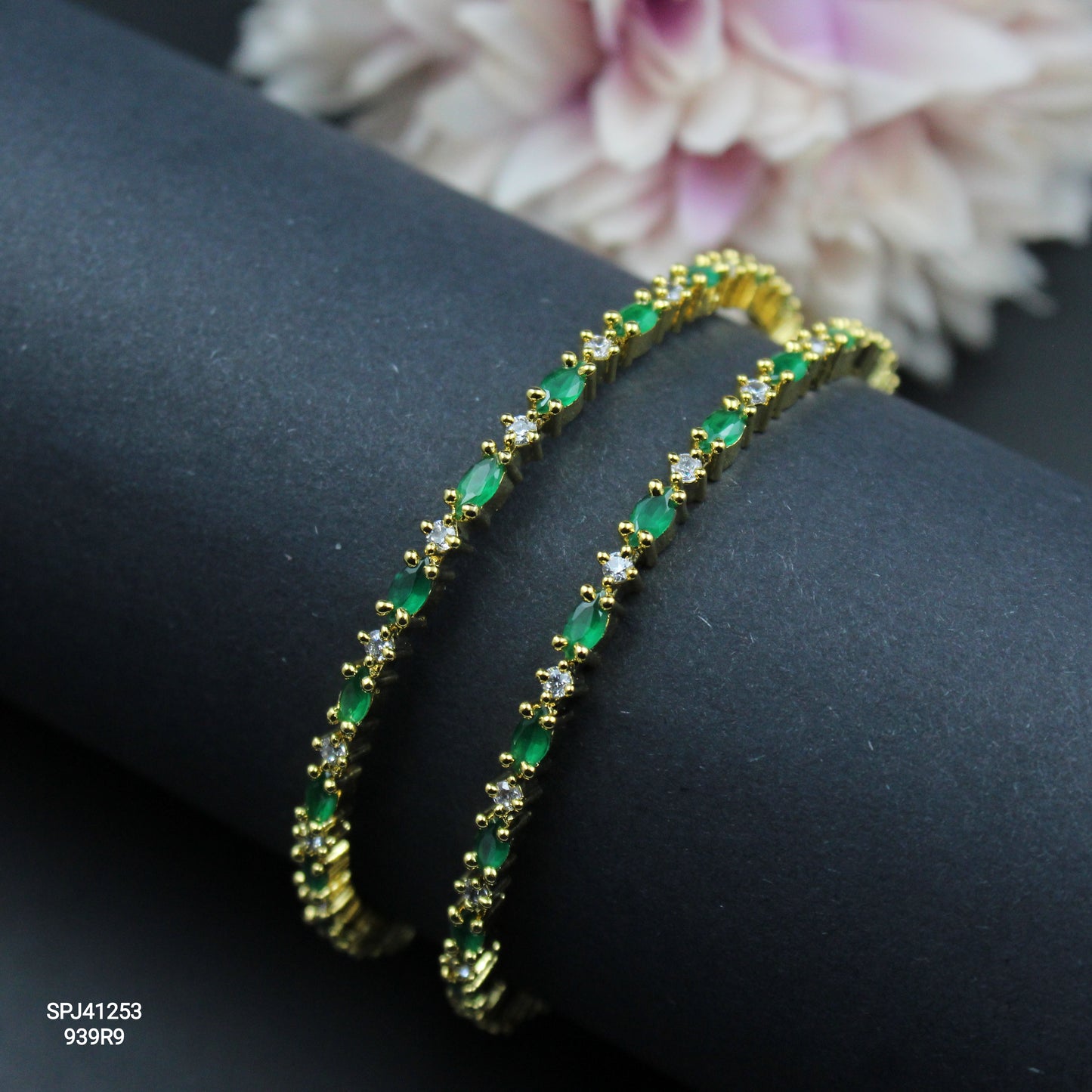 41253 CZ Green Stone Baby Bangle