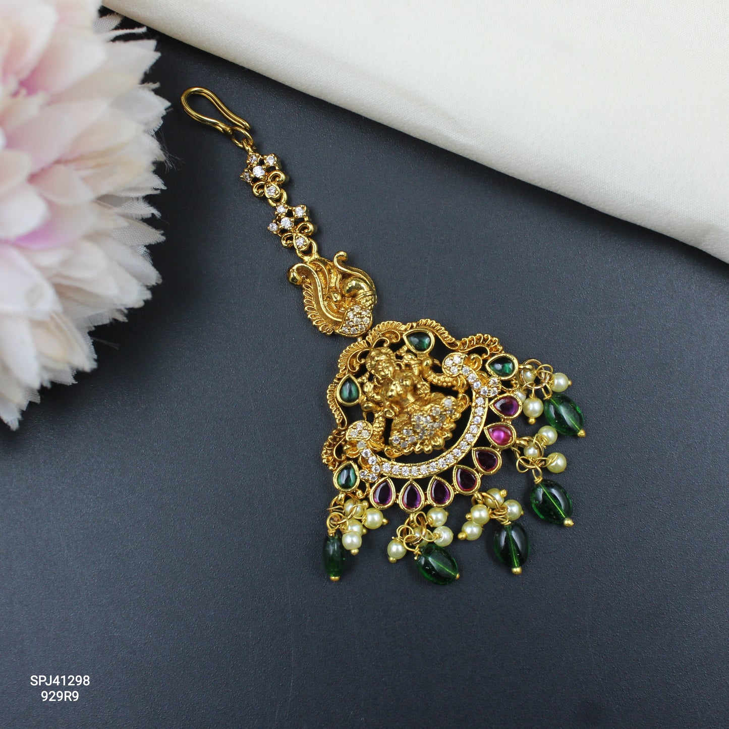 41298 Matte Laxmi Peacock Maangtikka