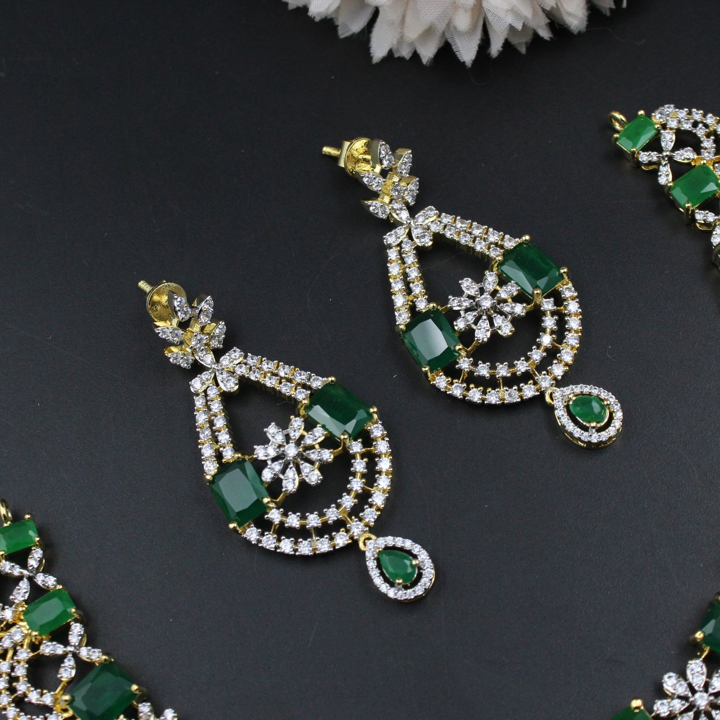 41387 GJ Fancy Short Necklace Set Green