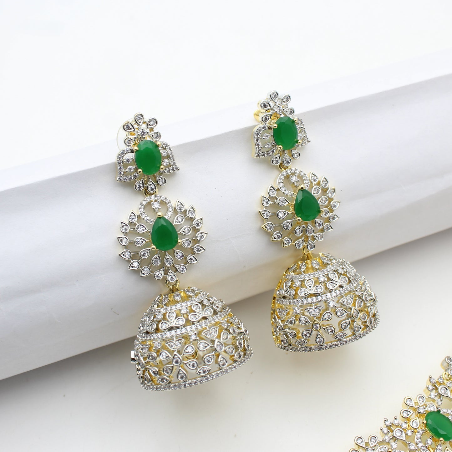 41513 GJ Short Necklace Set Green
