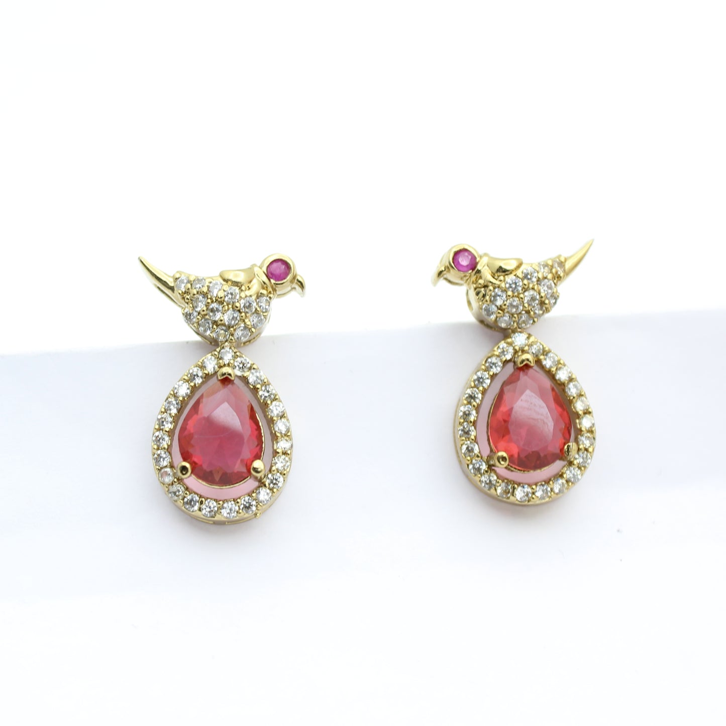 41528 Victorian Parrot Red Pendent Set