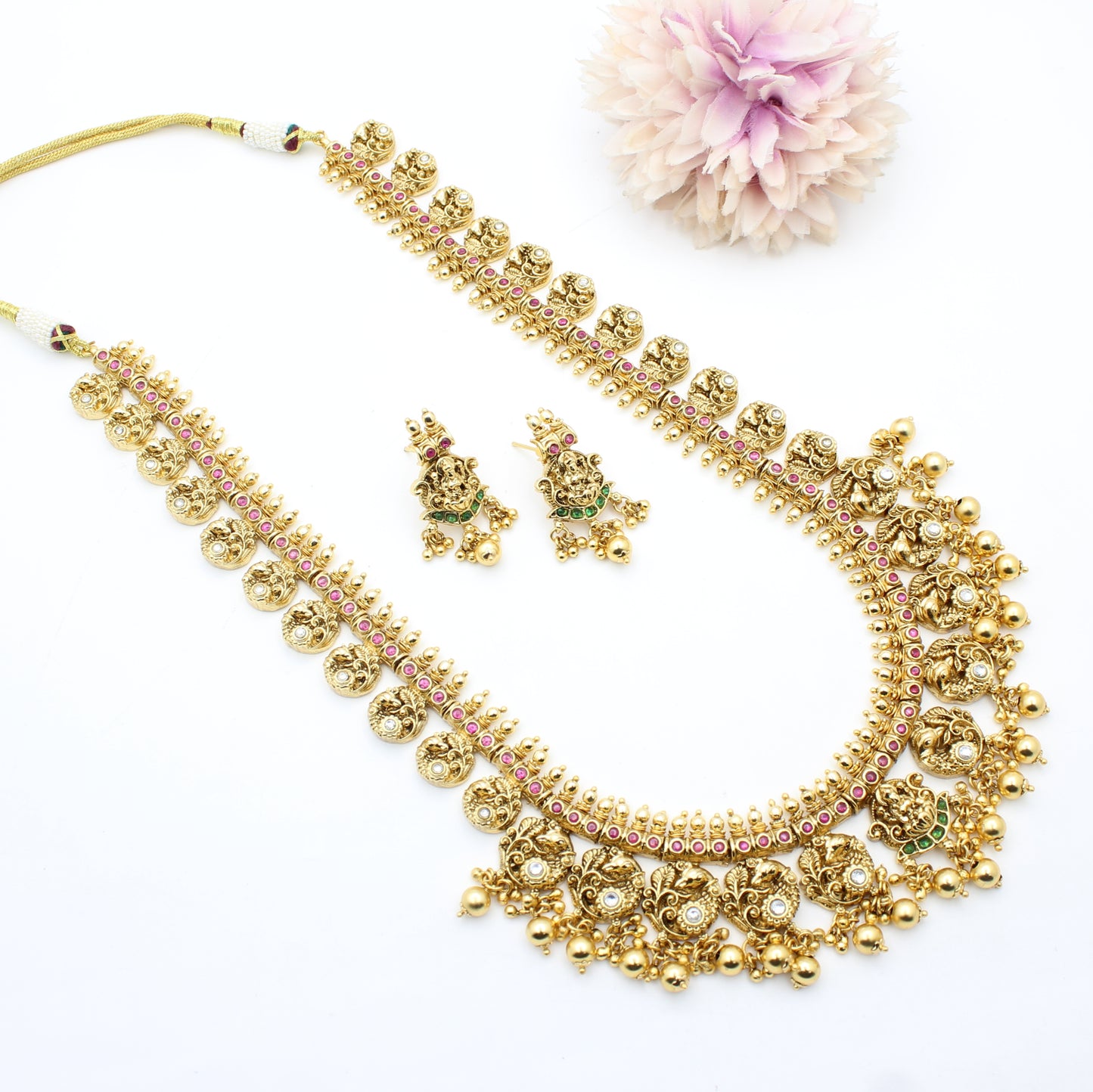 41552 Nakshi Laxmi Kundan Long Golden Balls
