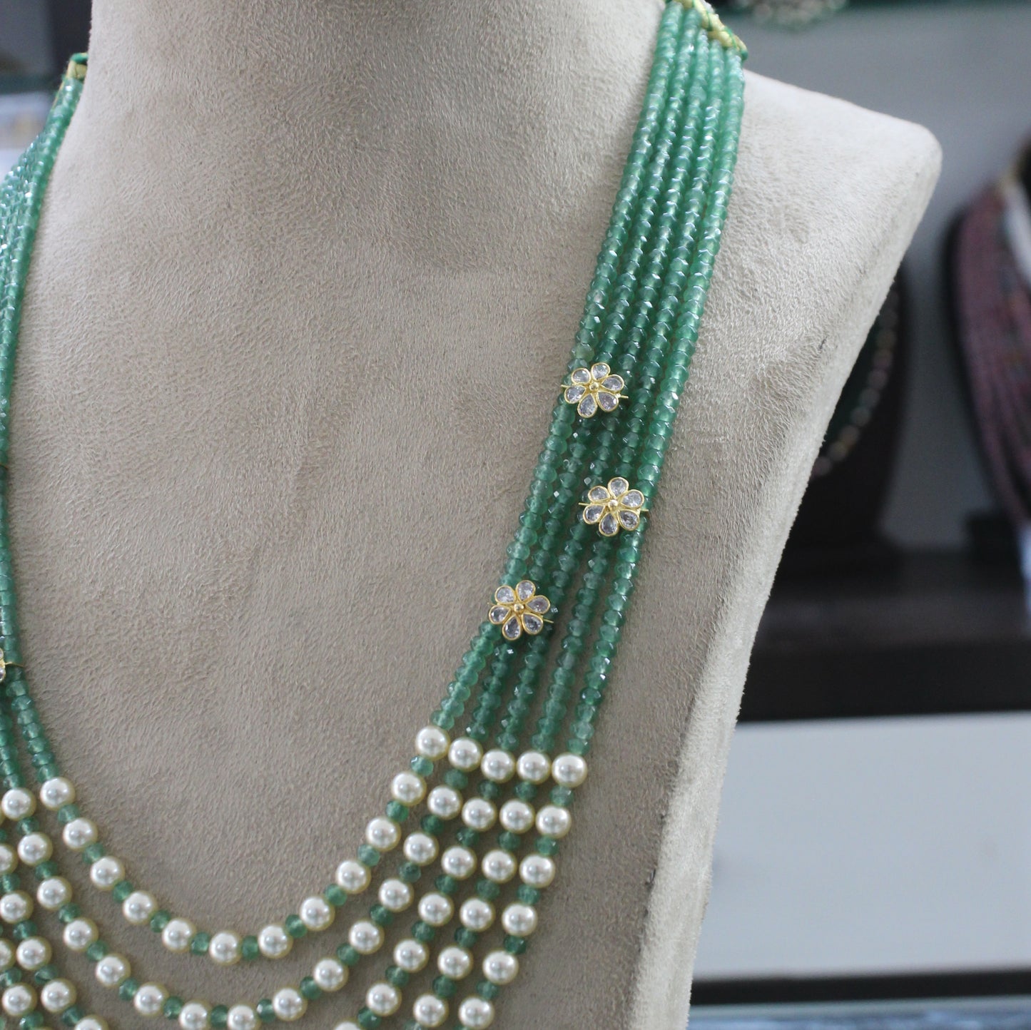 41544 5 Lines Light Green Onex Beads Mala