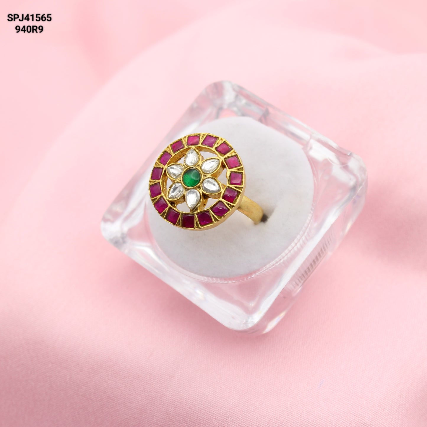 41565 Jadau Finger Ring Multi Stone