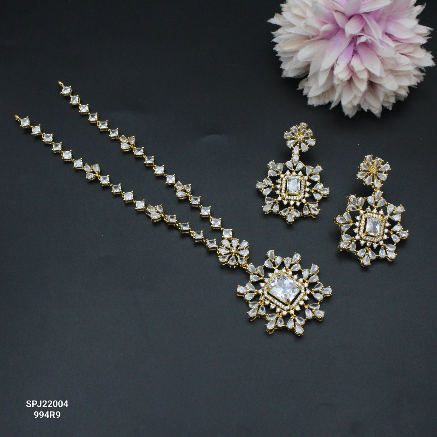 22004 GP Square Stone Necklace White