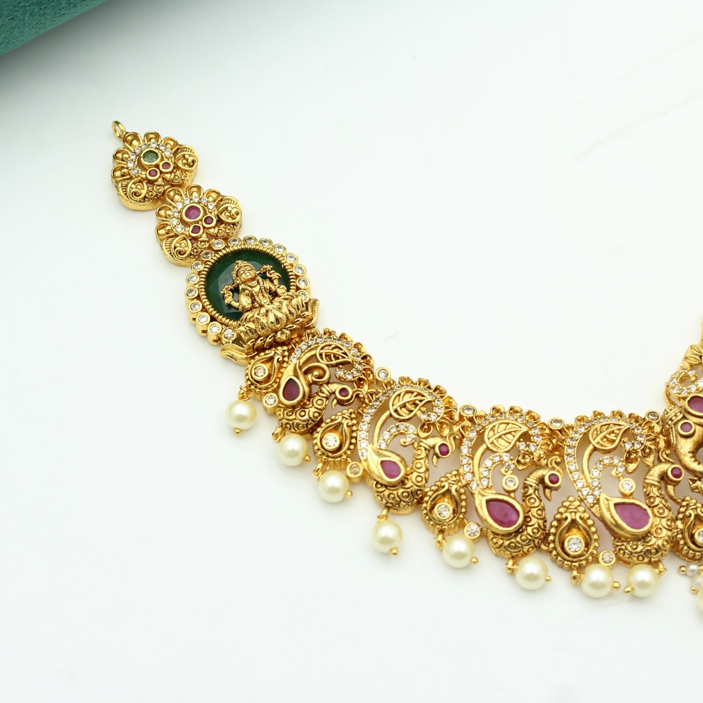 41373 Nakshi Laxmi Peacock Short Necklace