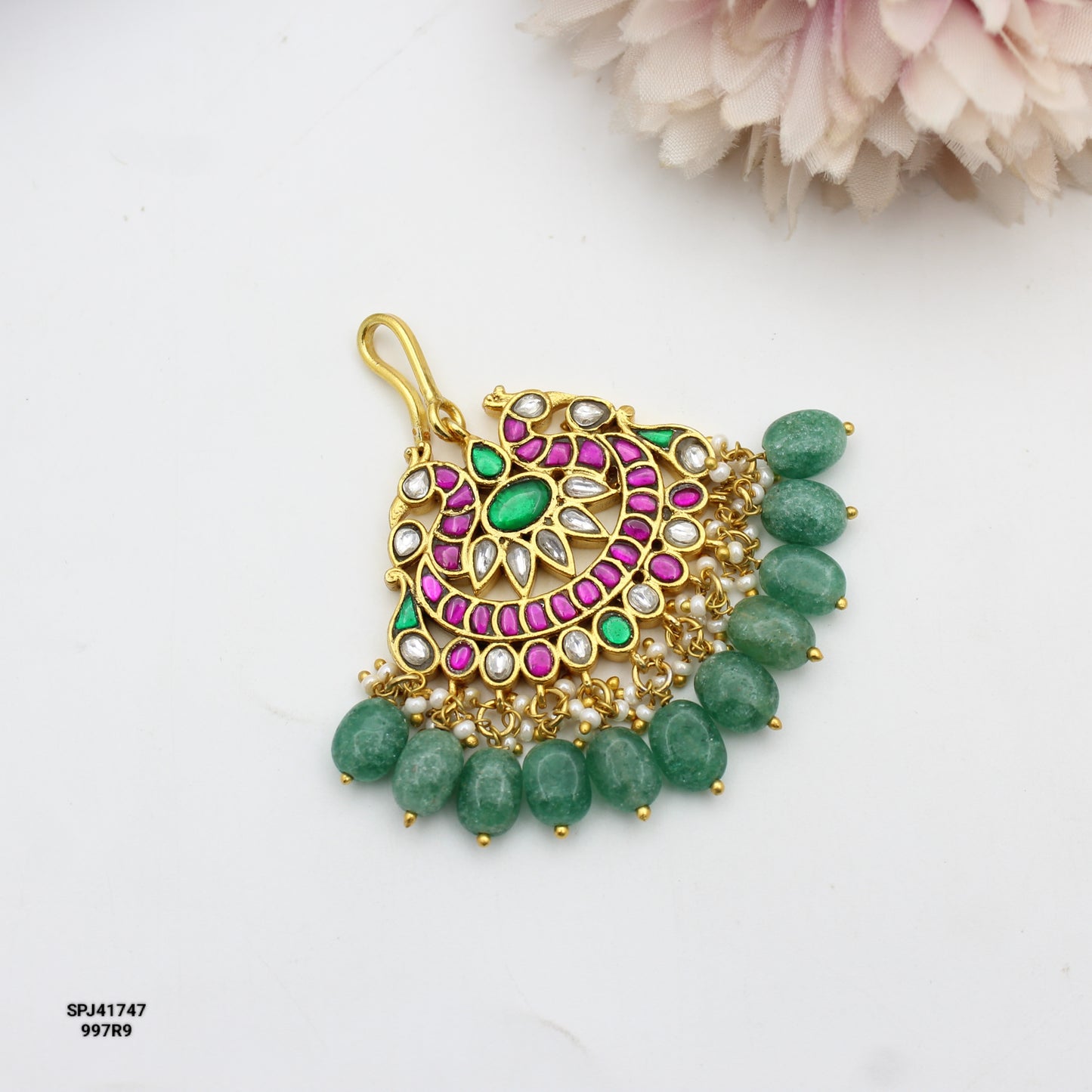 Jadau Double Peacock Maangtikka