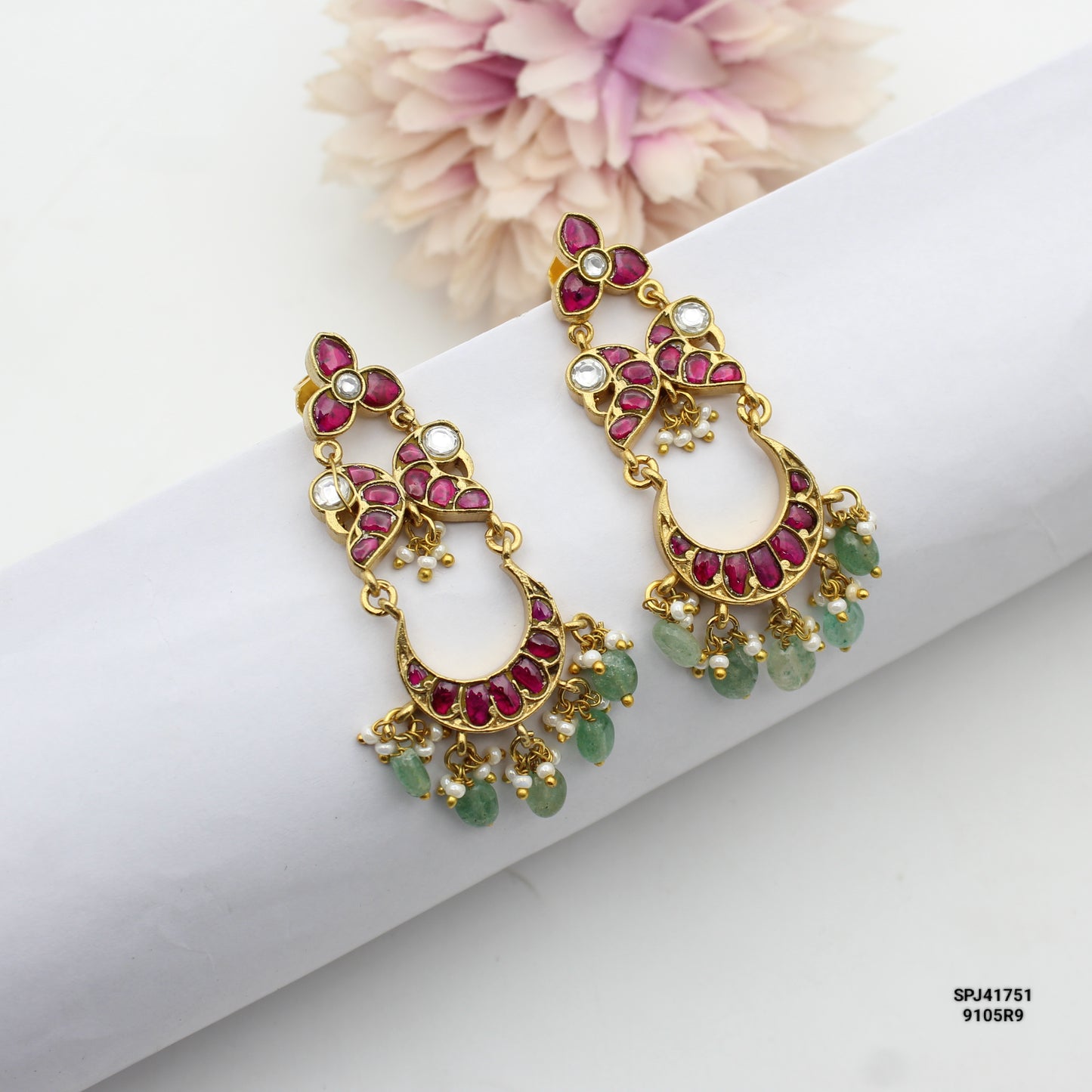 41751 Jadau Double Peacock Chandbali