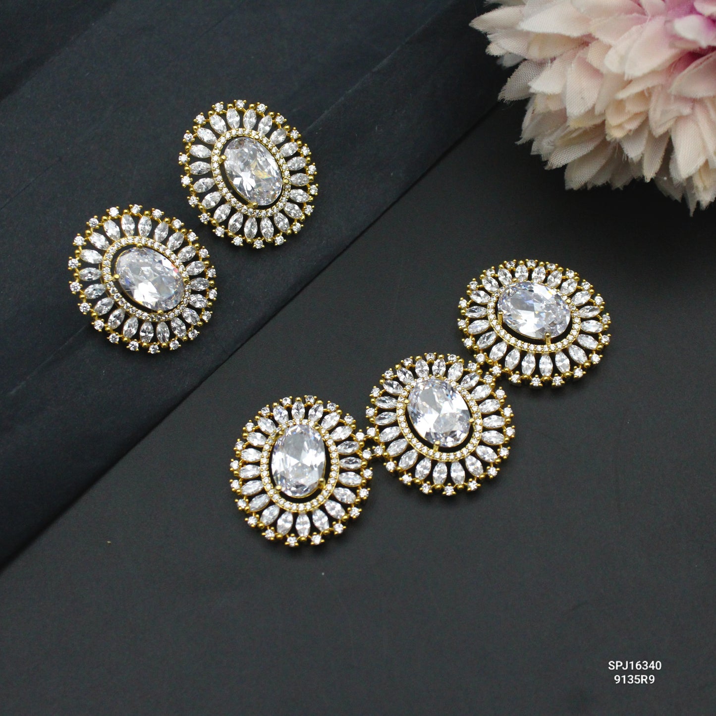 16340 GP Ranihaar Pendant Set White