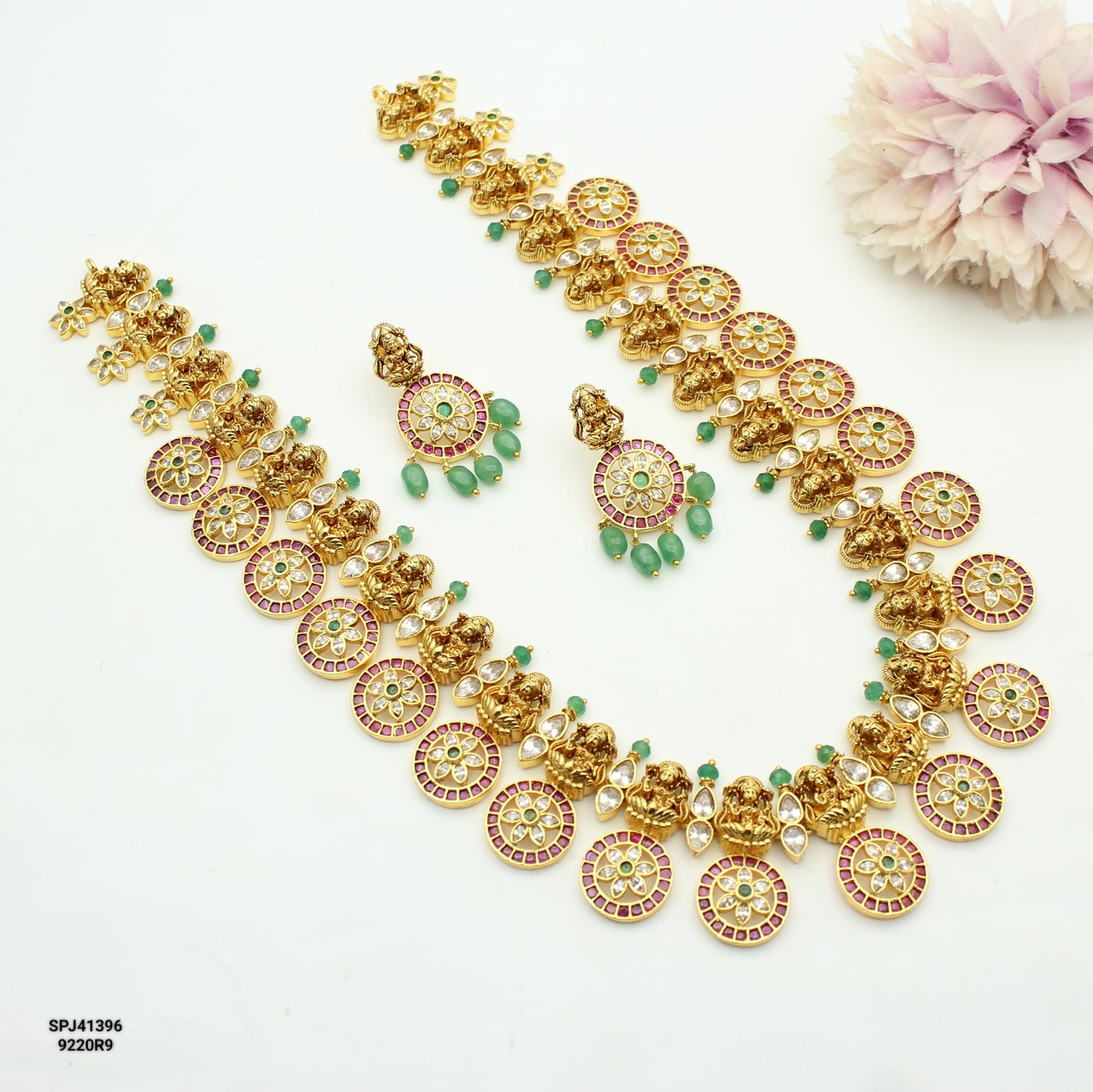 41396/ 41911 24 Carat Gold Replica Laxmi Bottumala With Onex Beads