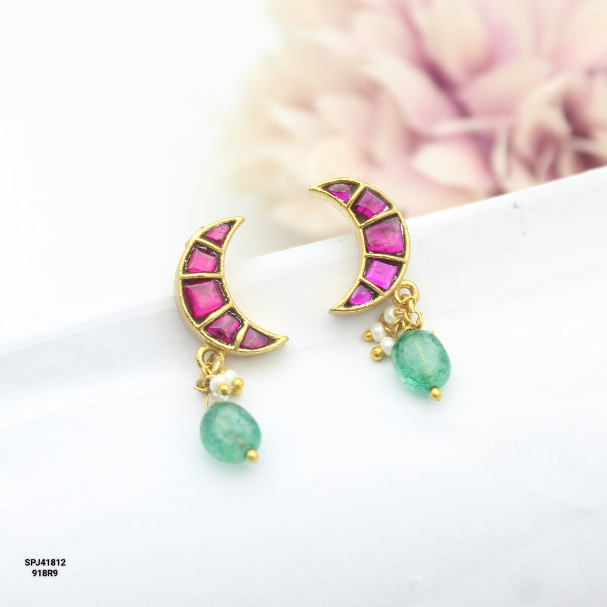 Handmade Jadau Kundan gold replica screwback studs 41812