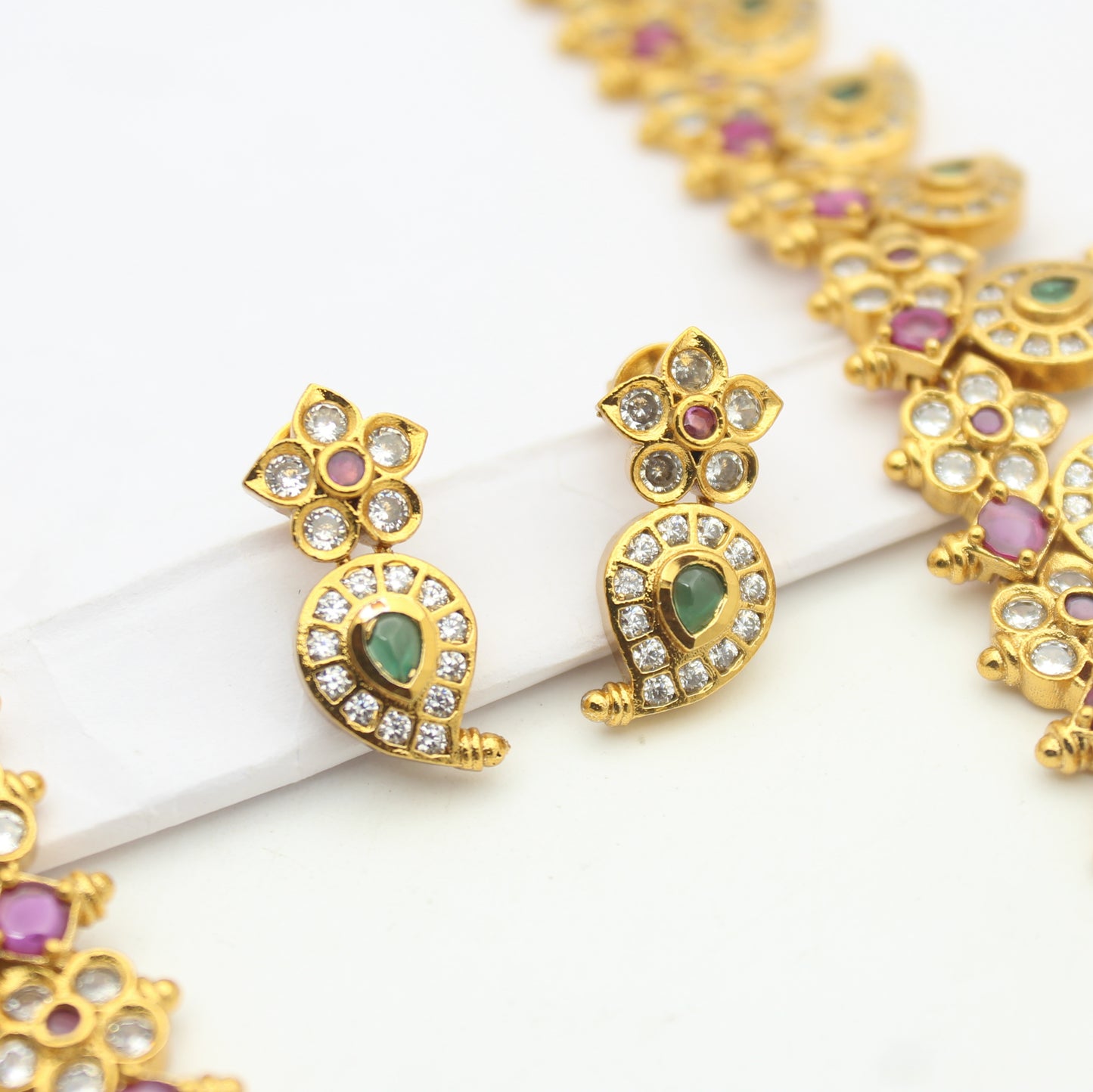 41817 Nakshi Multi Mango Long Necklace Set