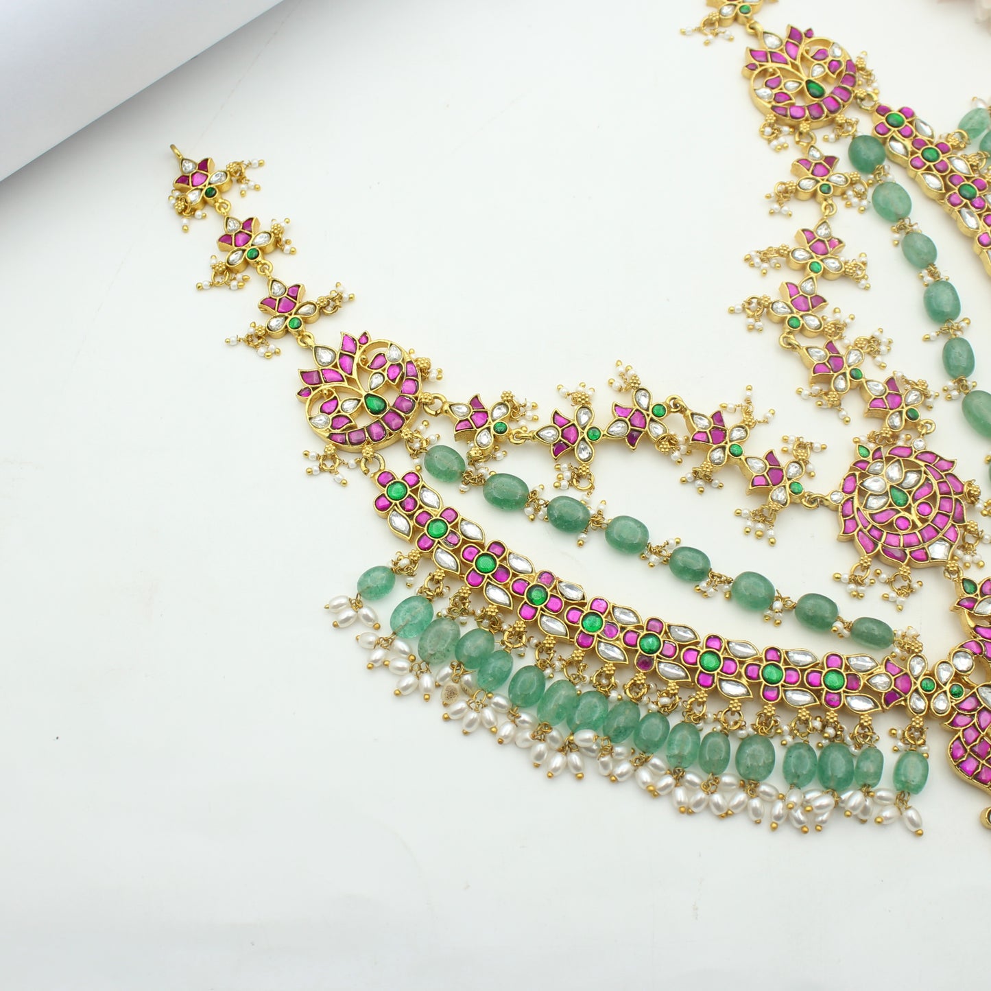 41892 Jadau double peacock 3 layers necklace