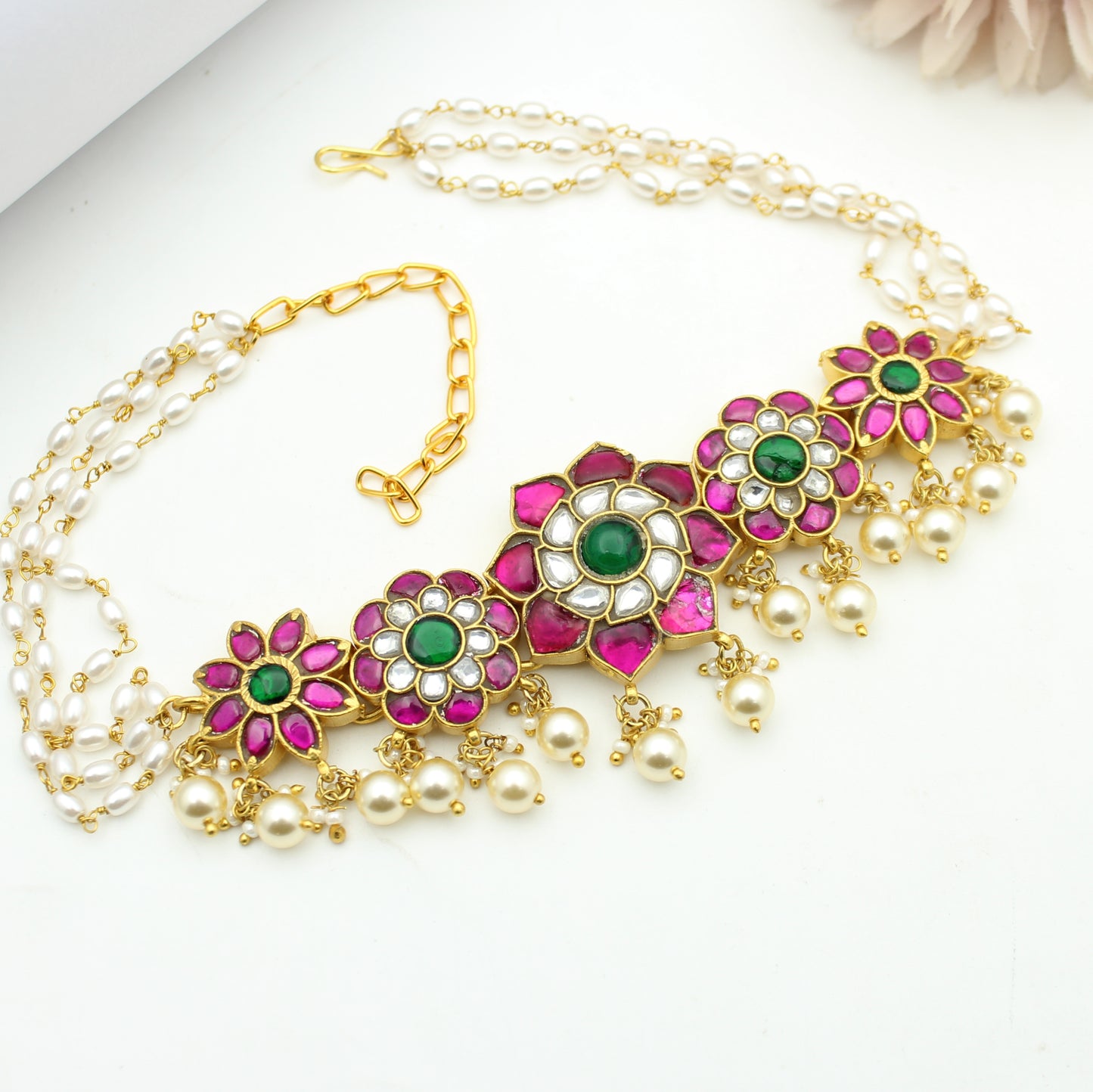 41900 Jadau flower pattern choker