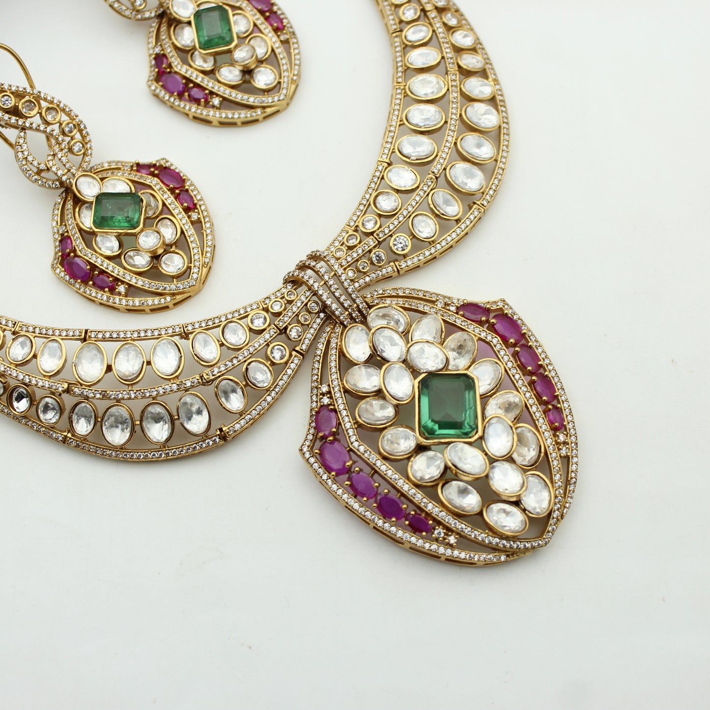 Victorian heavy bridal Moissanite Kante With Push Back Earrings