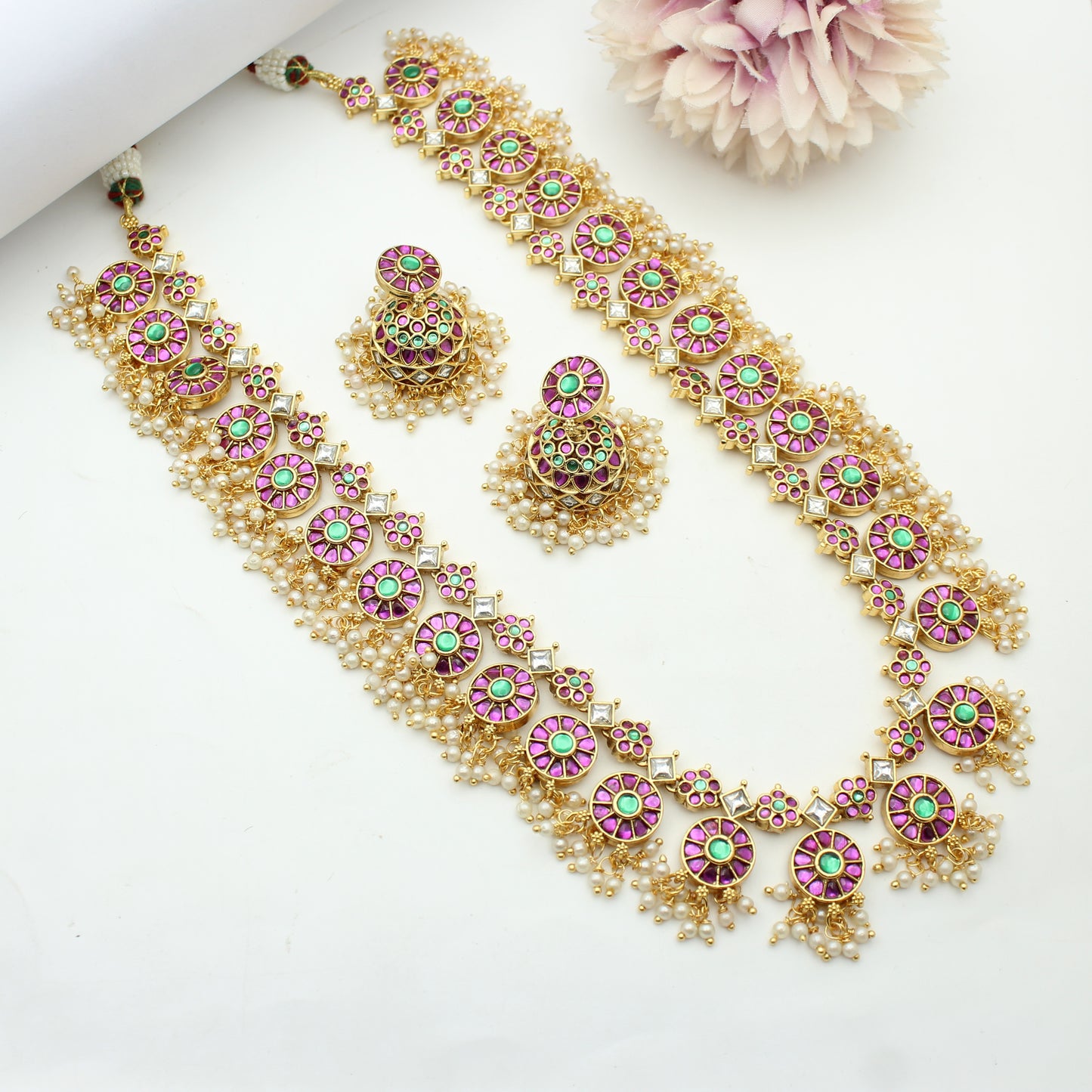 41931 Jadau Bottumala Long Necklace Set