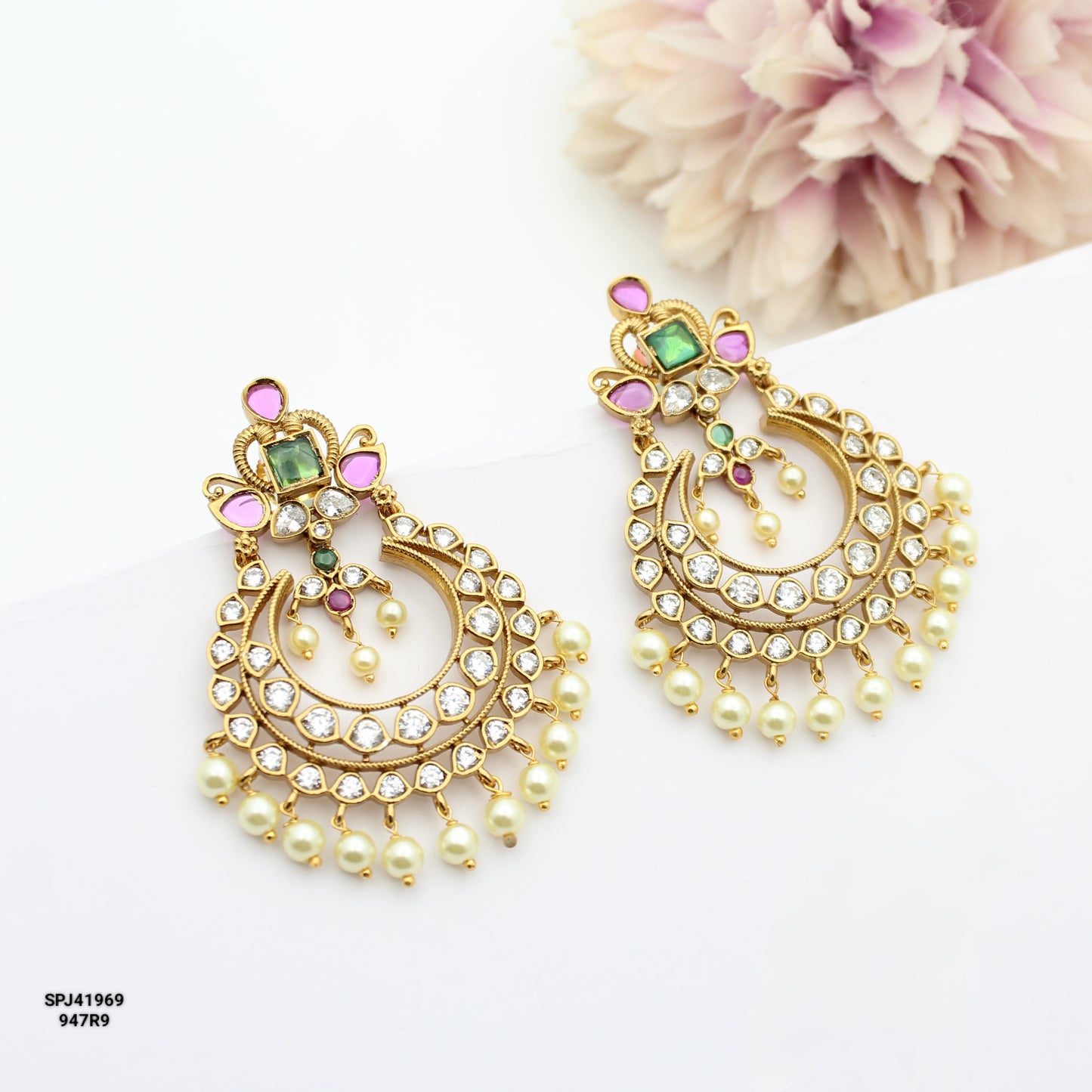 41969 Pota Stone Chandbali Multi