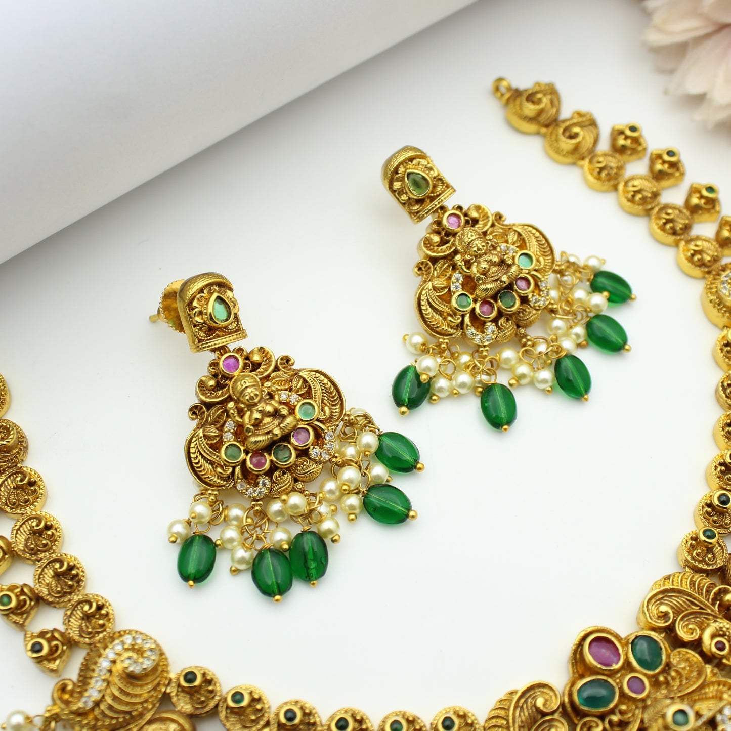 41986 Nakshi Laxmi Peacock Short Necklace Set