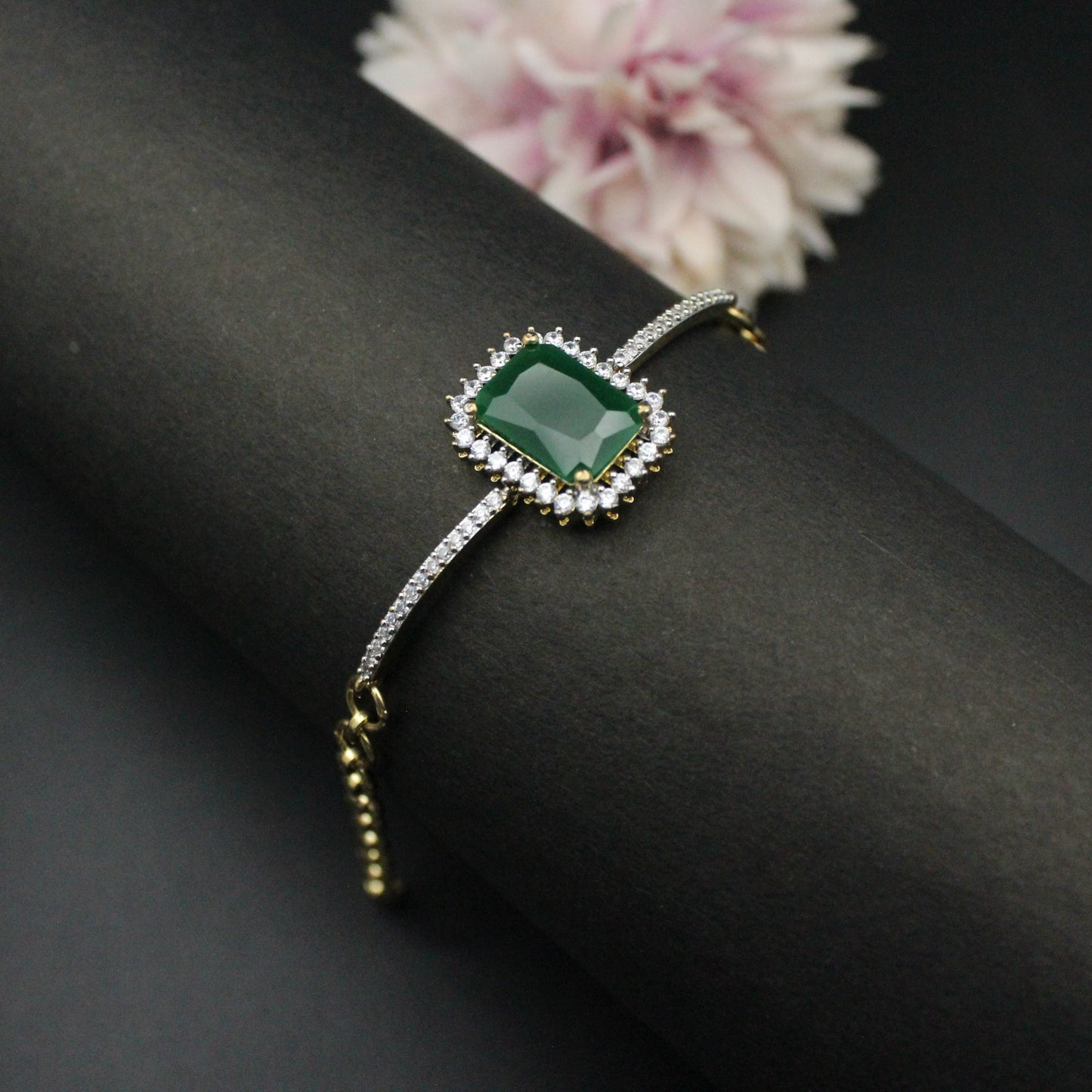 GJ green square chain bracelet