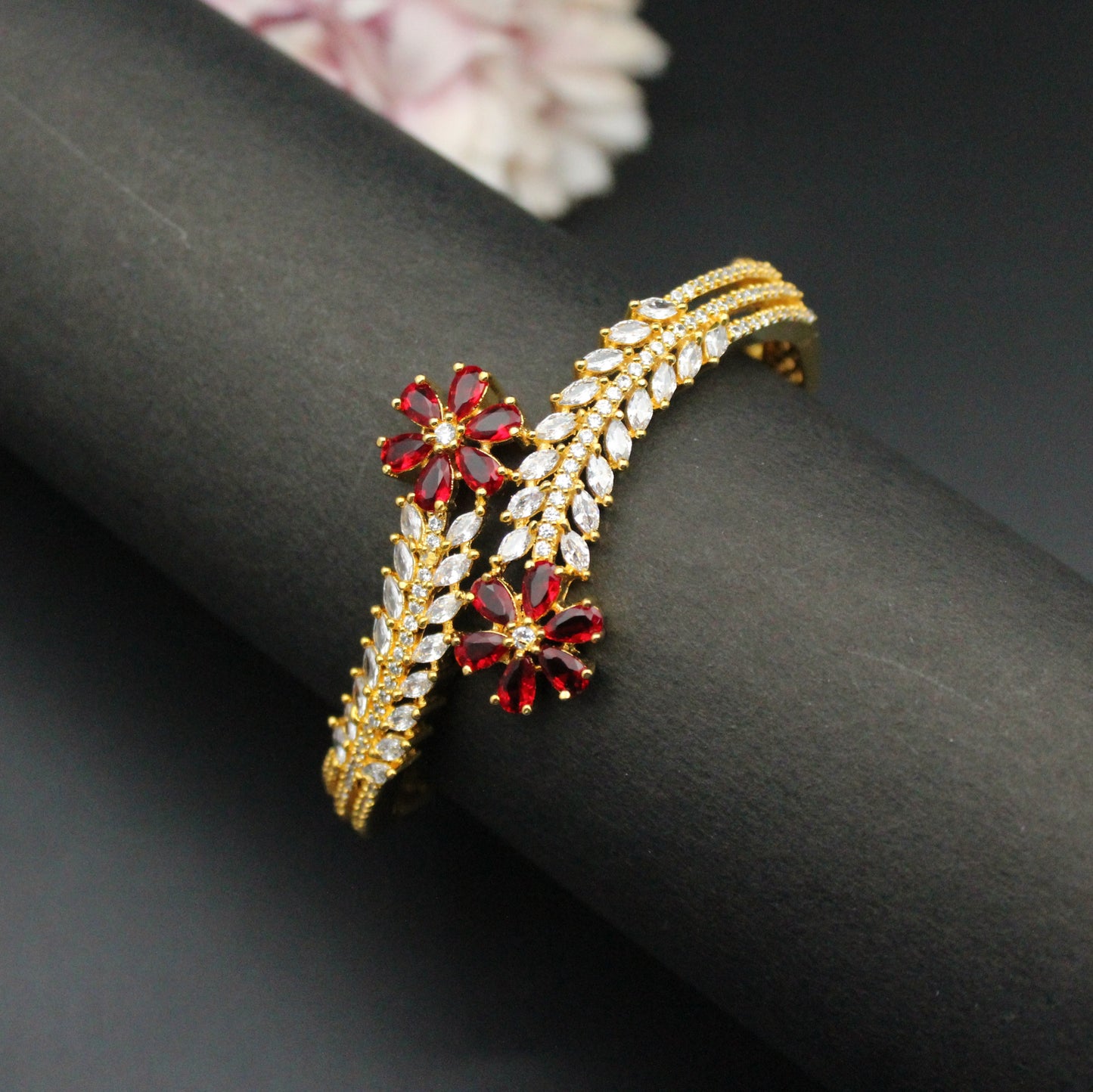 CZ red stone bracelet