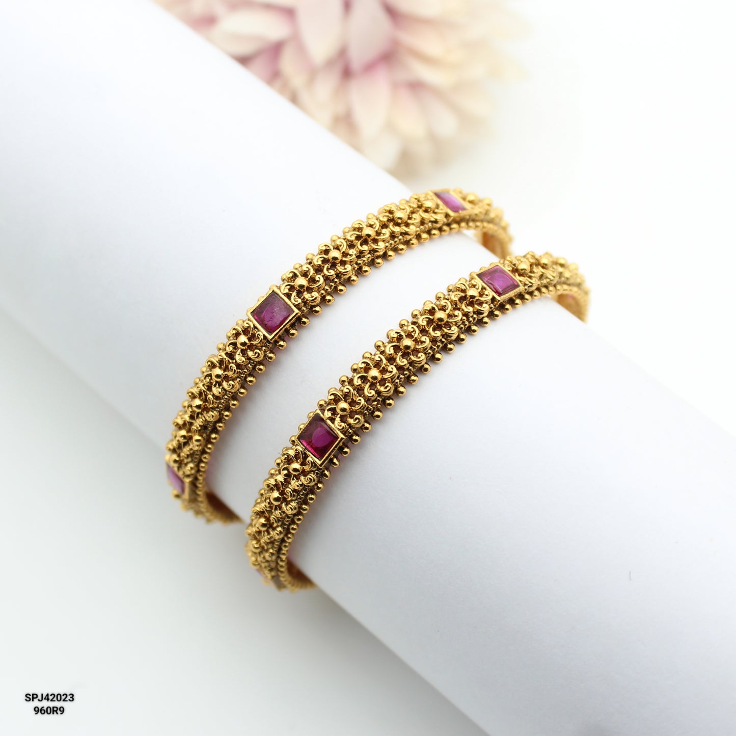 Nakshi Ruby Stone Bangles