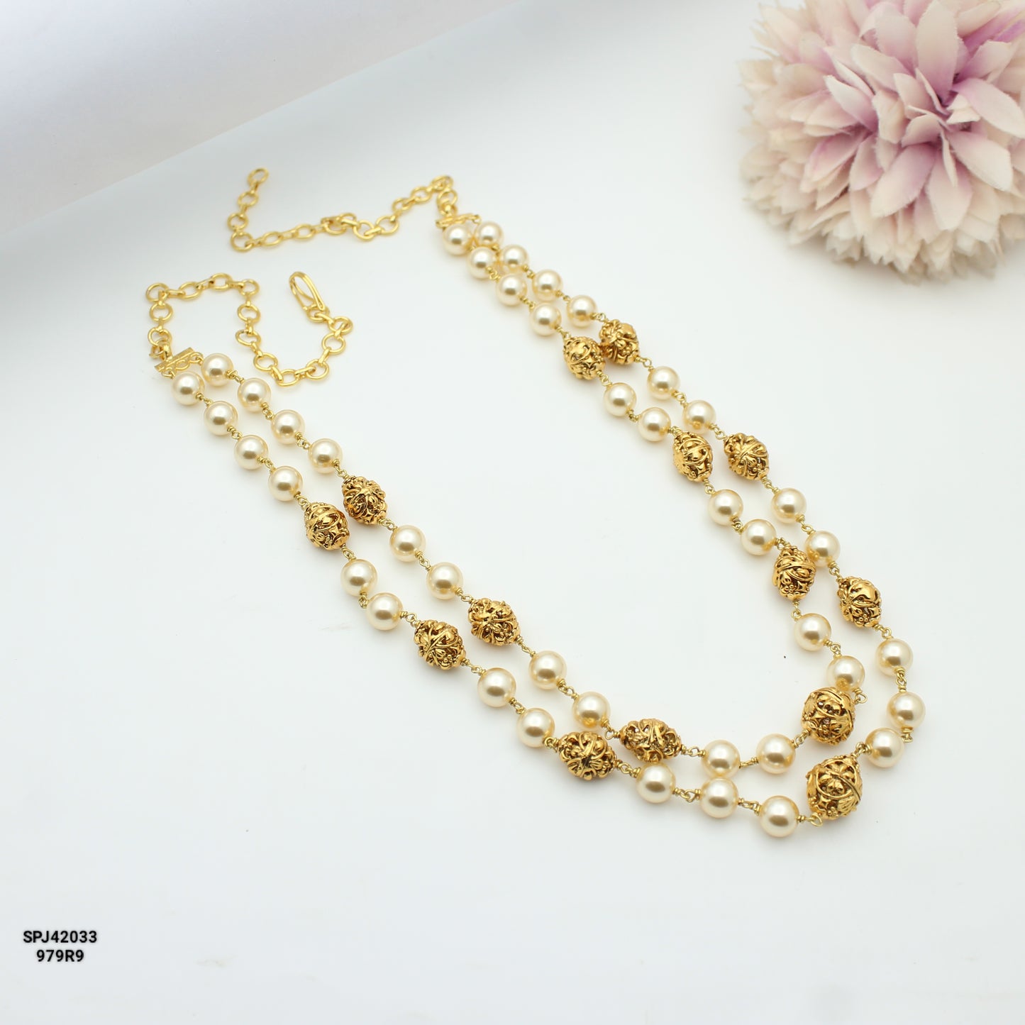 2 Lines Pearls & Nakshi Balls Mala