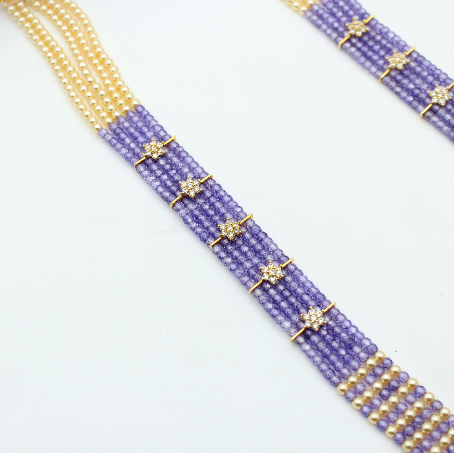 5 Lines Sugar Beads Mala Purple