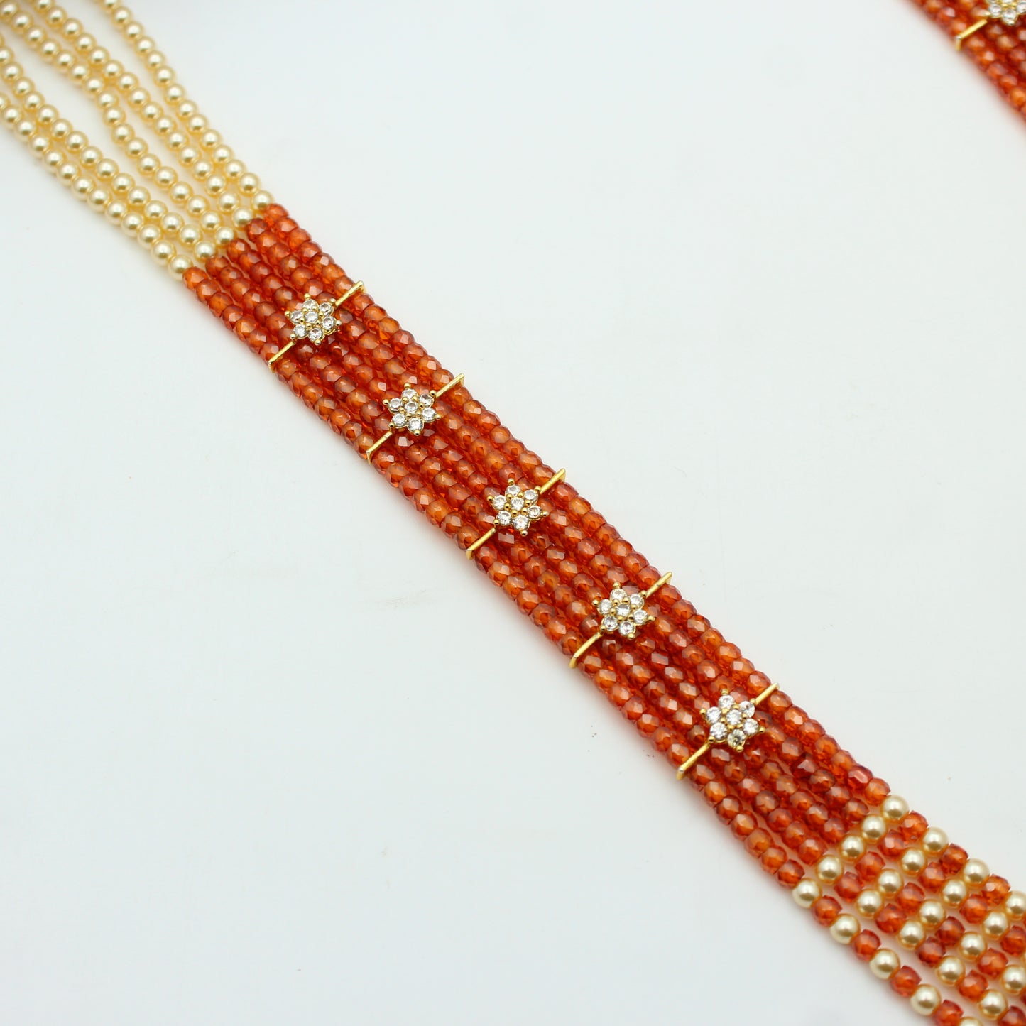 5 Lines Sugar Beads Mala Orange