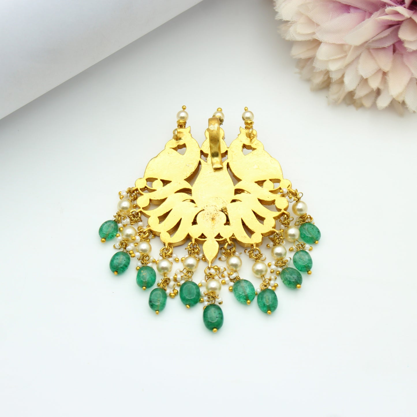 Jadau Peacock Pendant