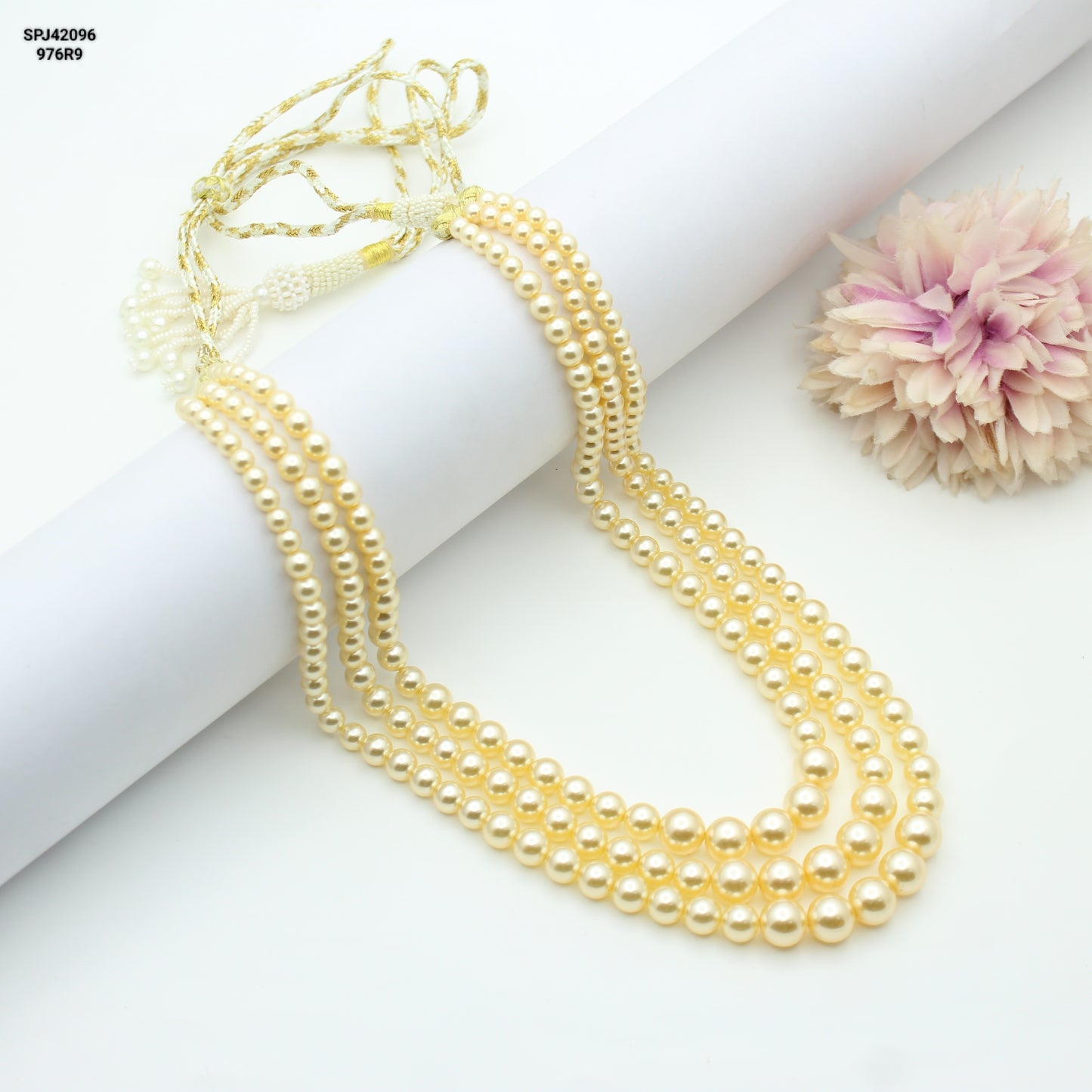 3 Lines Swarovski Pearl Mala