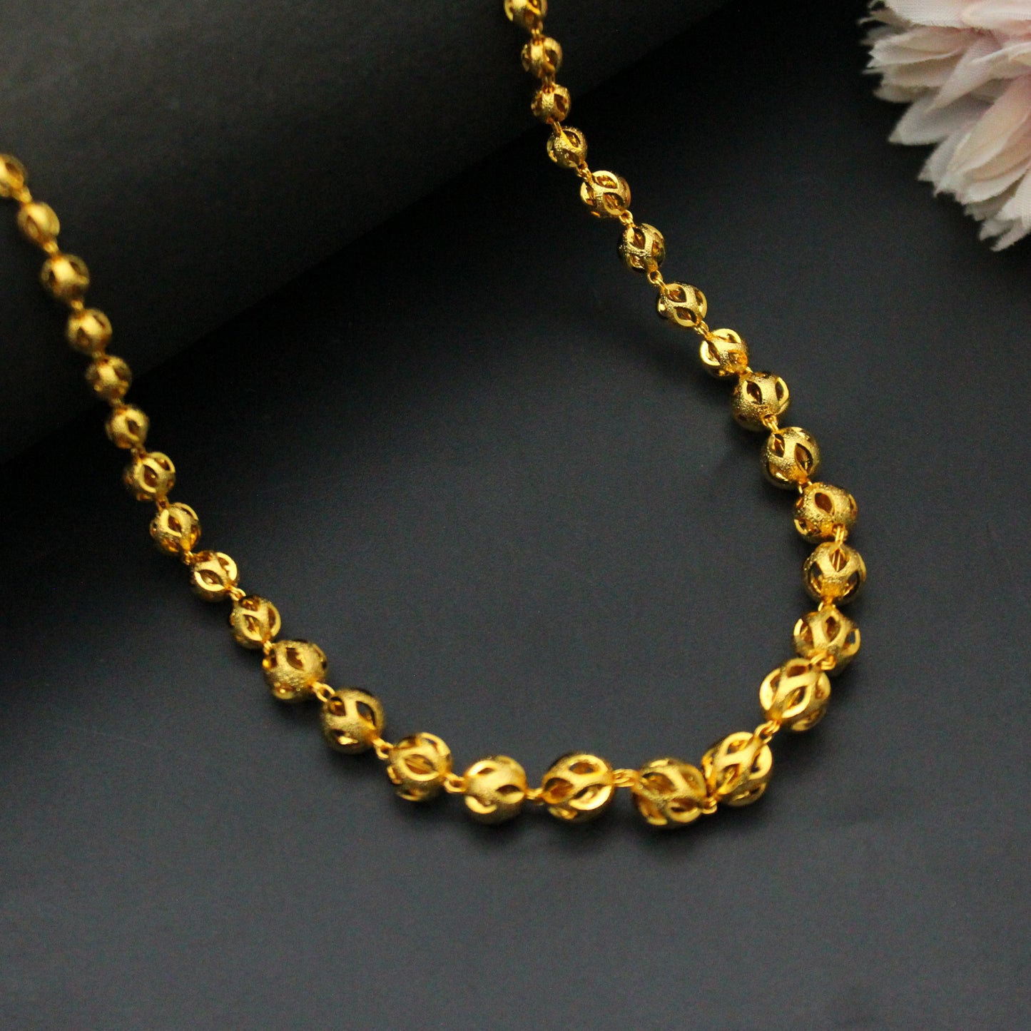 Big Round Balls Gold Chain 24"