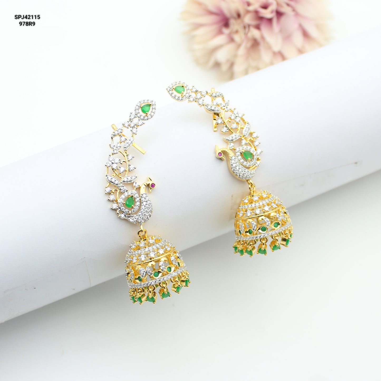 GJ Peacock Ear Cuffs Green