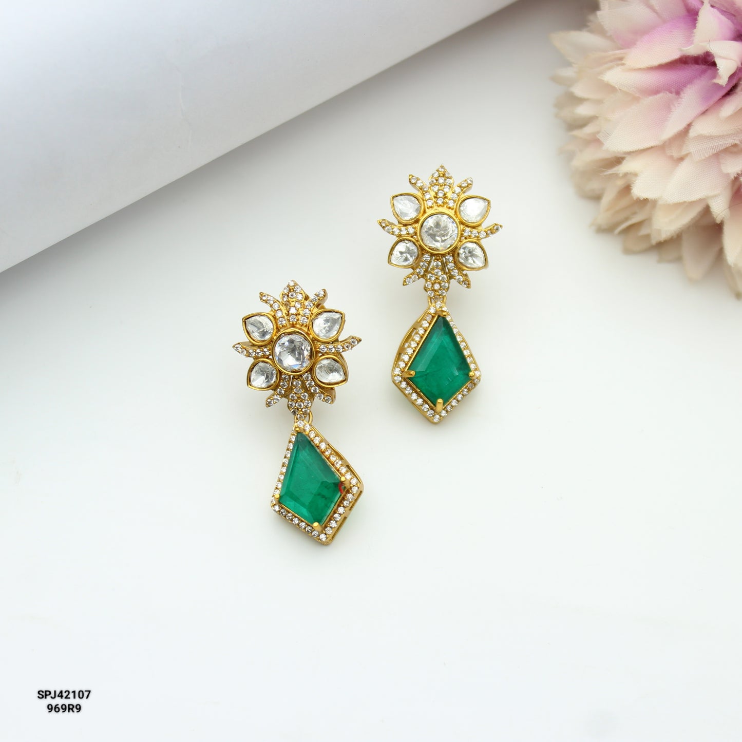 Moissanite Green Earrings