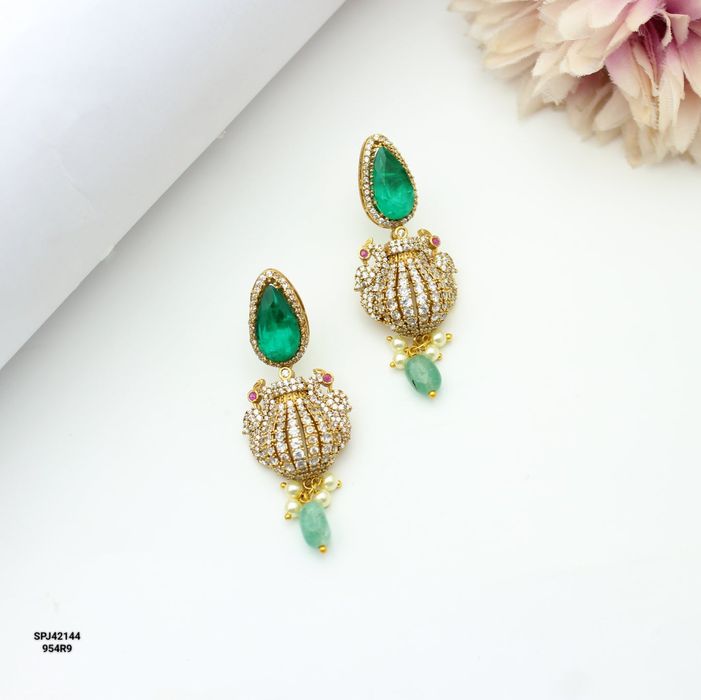 Moissanite Green Earrings