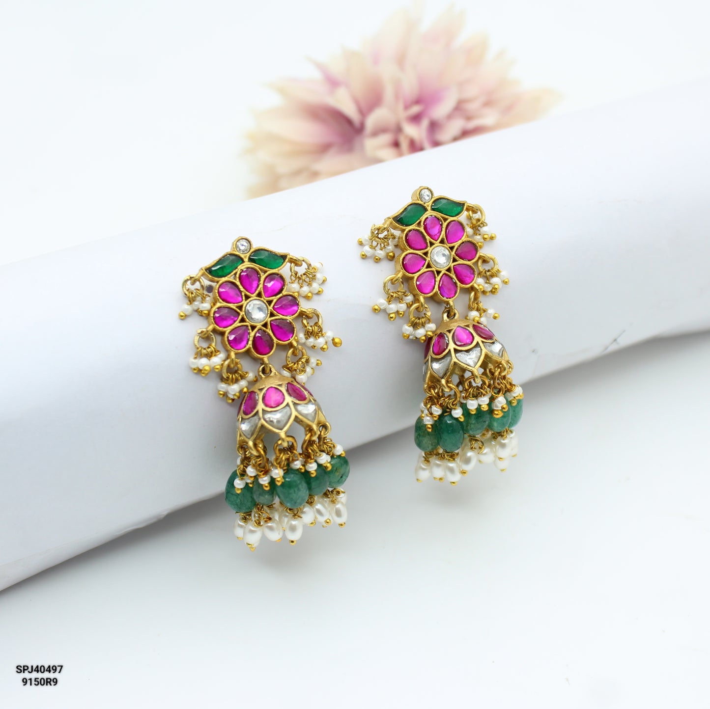 Jadau Multi Flower Jhumki
