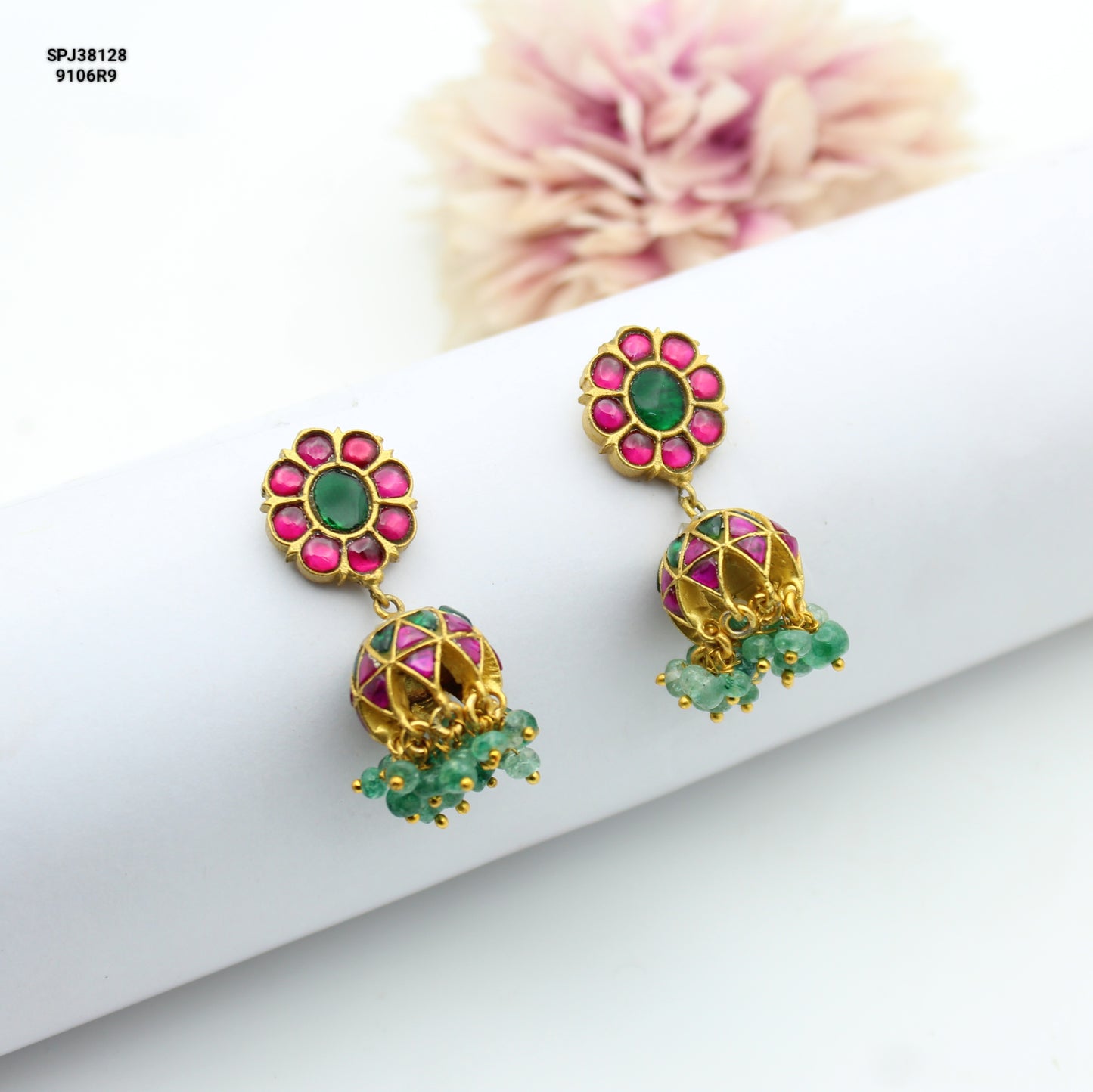 38128 Jadau Flower Small Jhumki