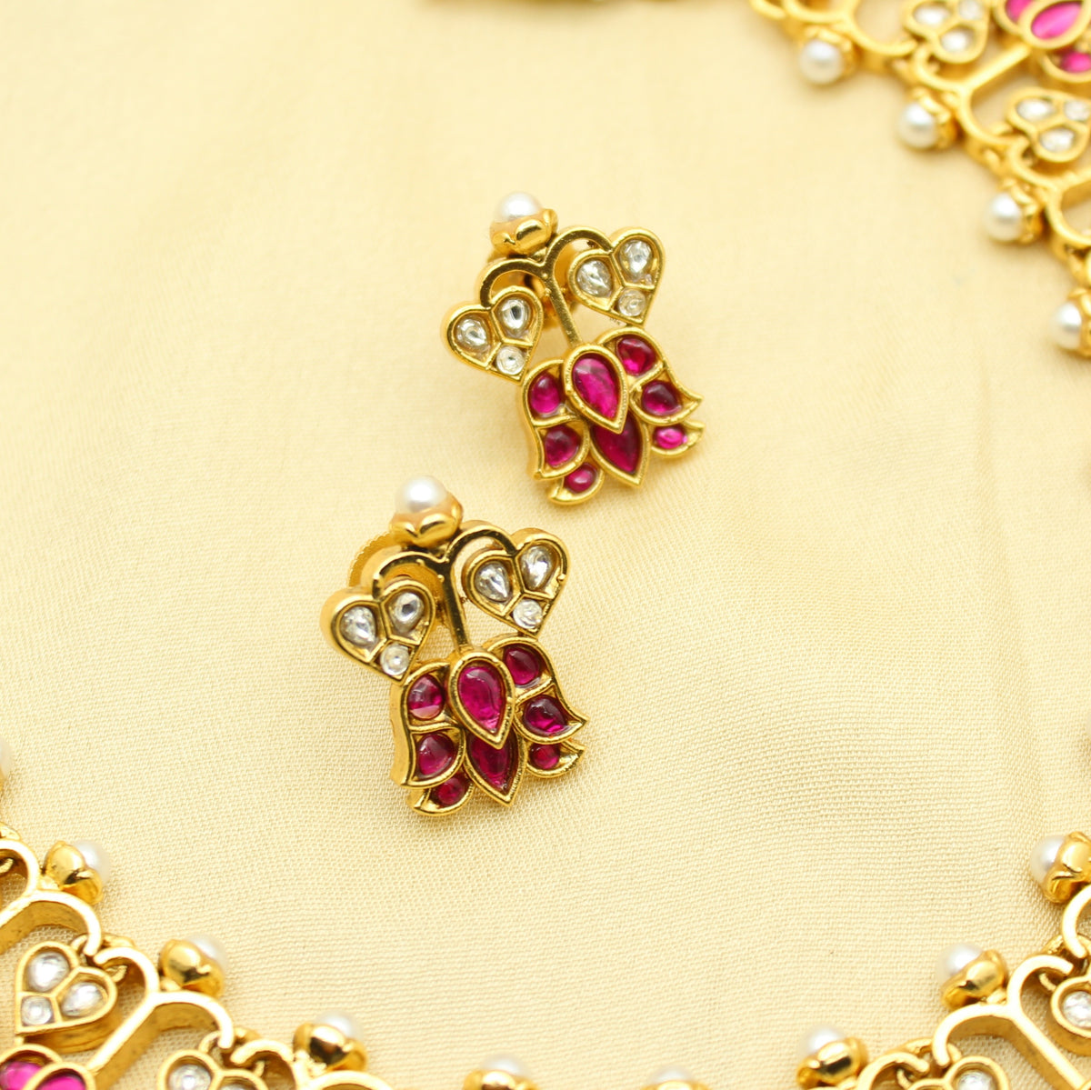 Jadau Lotus Necklace Short – 42262
