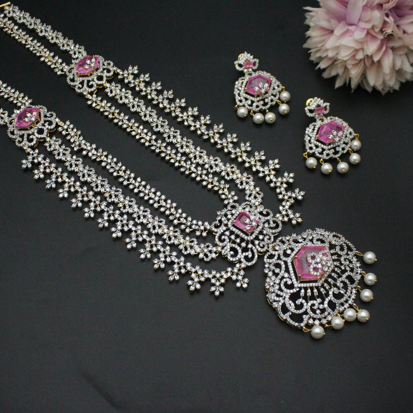 42345 GJ Mint Pink Layers Necklace