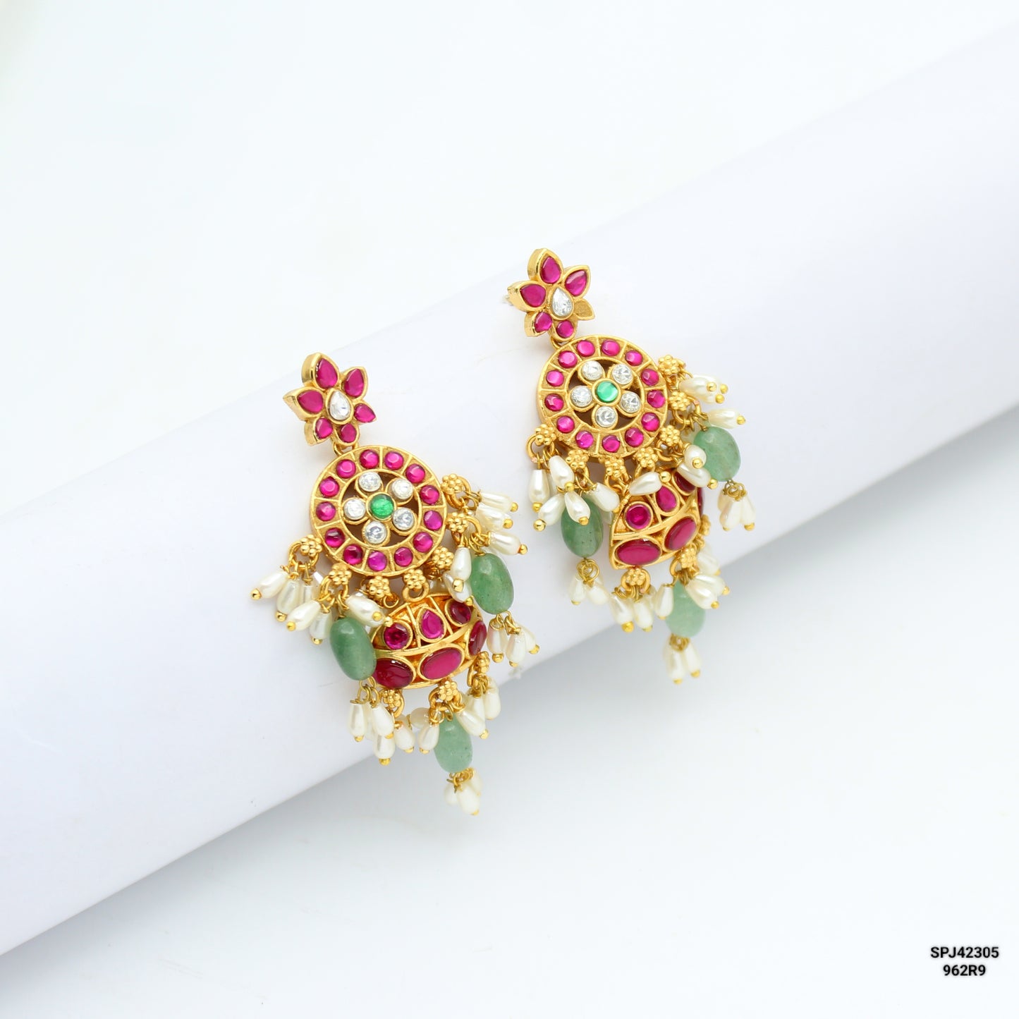 42305 Jadau Rice Pearls Earrings