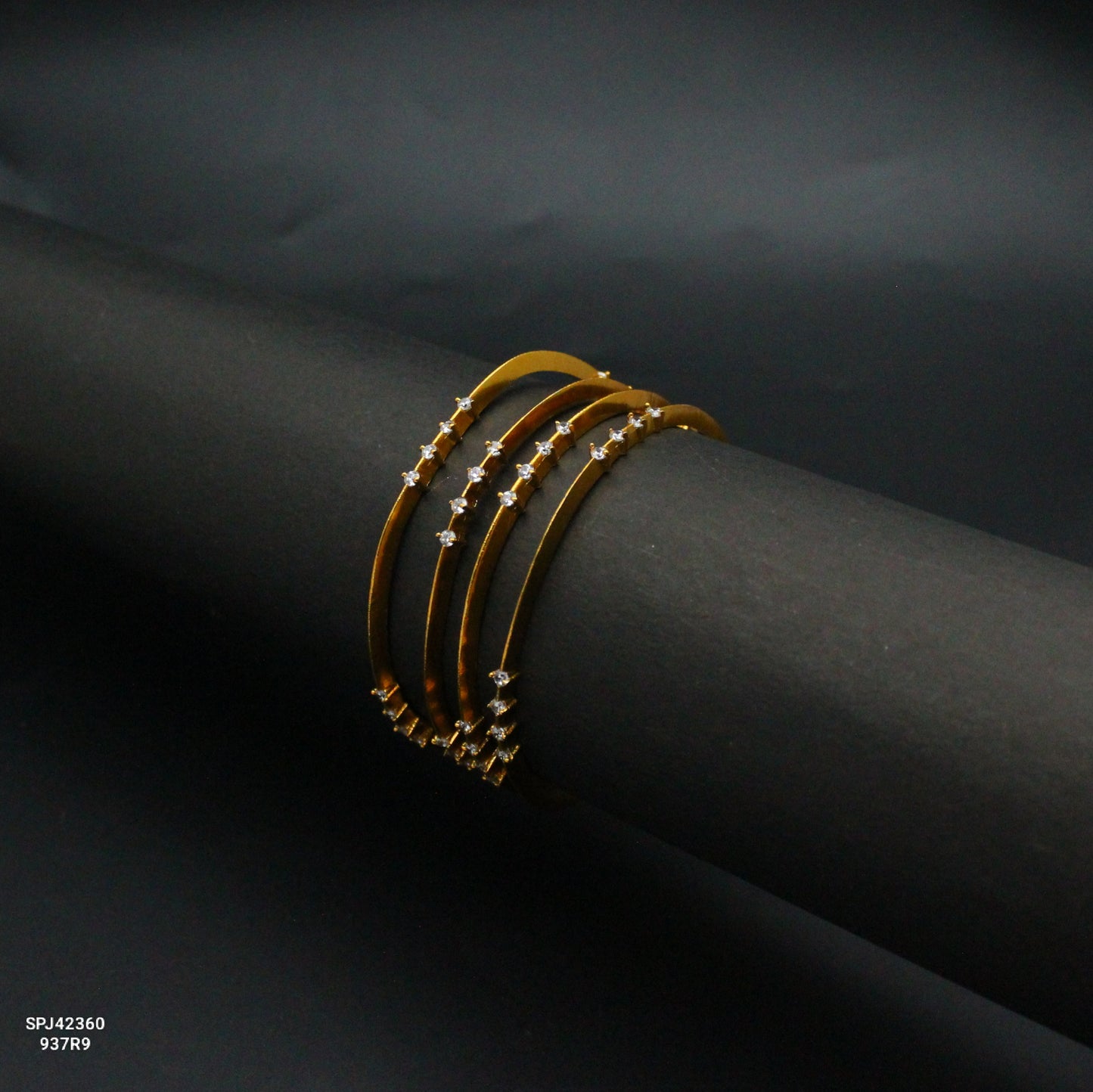 42360 CZ White Stone 4 Piece Bangles